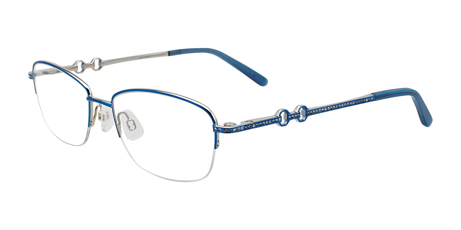 EasyClip EC469 Eyeglasses with Clip-on Sunglasses Shiny Blue & Silver EasyClip EC469 Eyeglasses with Clip-on Sunglasses Shiny Blue & Silver