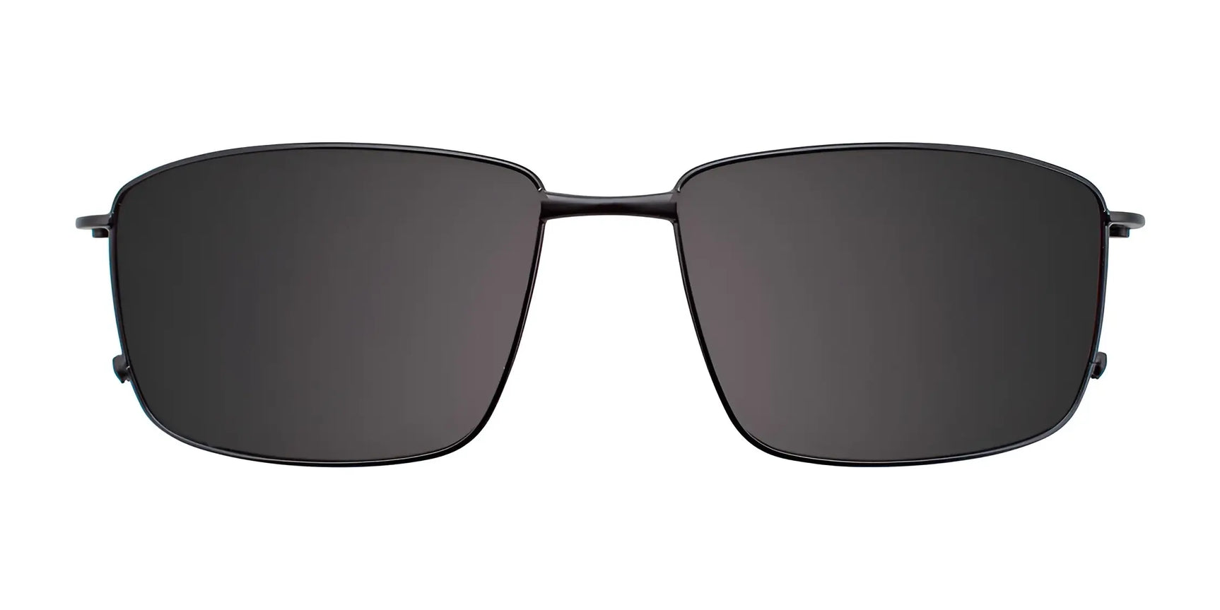 Front view of EasyClip EC470 Eyeglasses with Clip-on Sunglasses (Size 57) by EasyClip, featuring a black rectangular frame and sleek polarized clip, displayed on a white background. Front view of EasyClip EC470 Eyeglasses with Clip-on Sunglasses (Size 57) by EasyClip, featuring a black rectangular frame and sleek polarized clip, displayed on a white background.