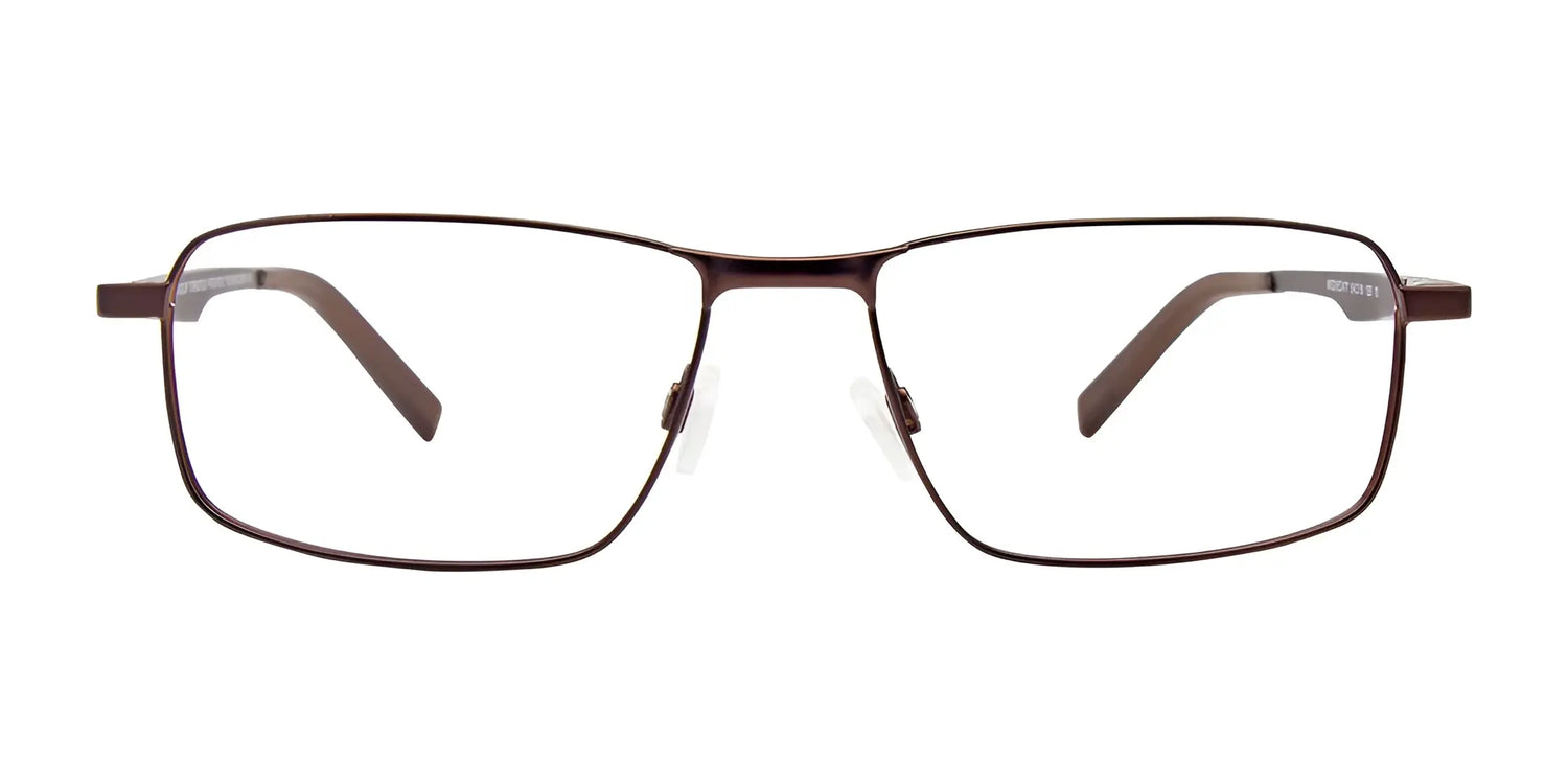 EasyClip EC477 Eyeglasses by EasyClip, shown in brown with thin metal rectangular frames on a white background, size 54. Prescription ready and includes a compatible polarized clip-on sunglasses attachment. EasyClip EC477 Eyeglasses by EasyClip, shown in brown with thin metal rectangular frames on a white background, size 54. Prescription ready and includes a compatible polarized clip-on sunglasses attachment.