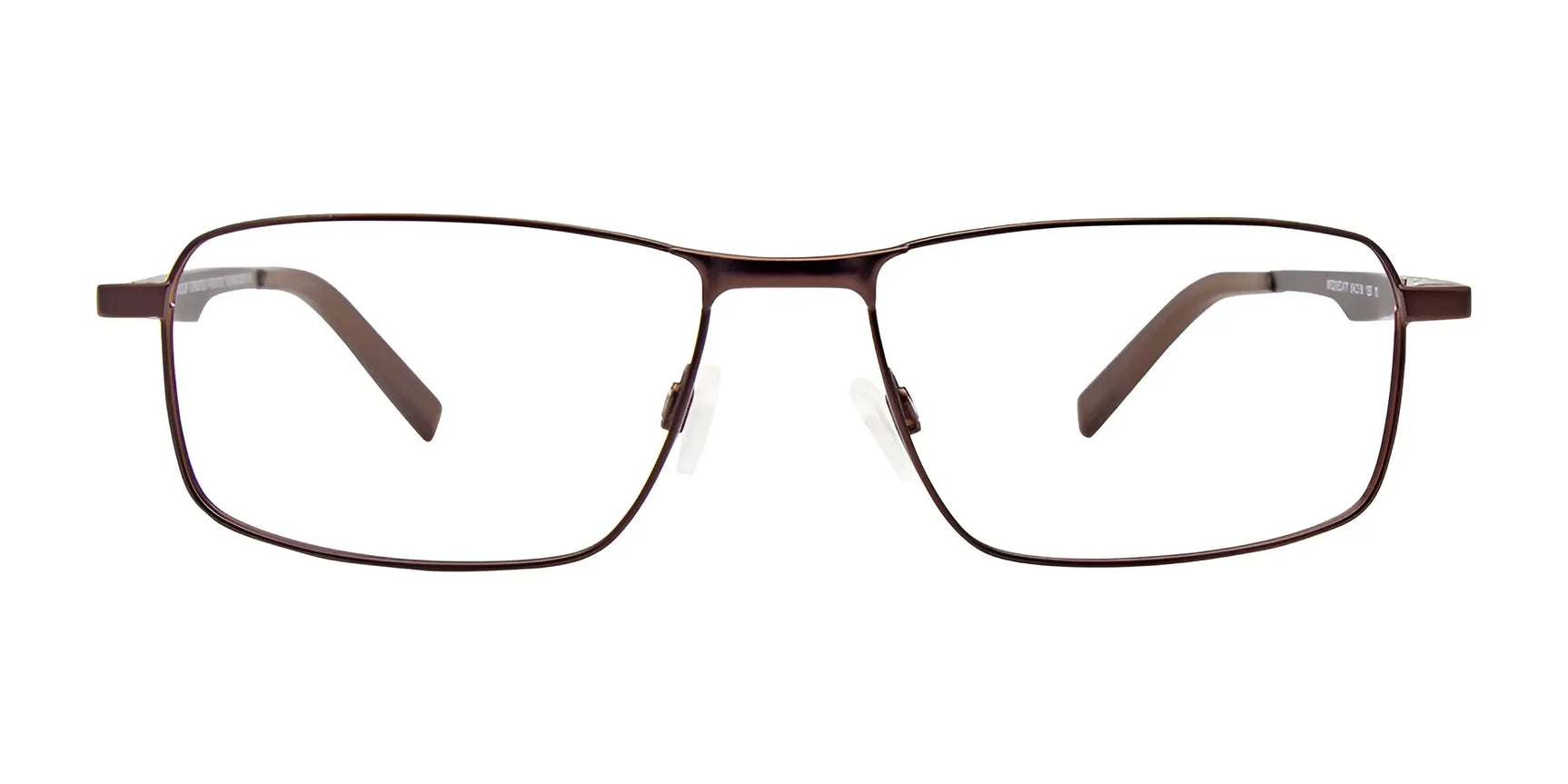EasyClip EC477 Eyeglasses by EasyClip, shown in brown with thin metal rectangular frames on a white background, size 54. Prescription ready and includes a compatible polarized clip-on sunglasses attachment. EasyClip EC477 Eyeglasses by EasyClip, shown in brown with thin metal rectangular frames on a white background, size 54. Prescription ready and includes a compatible polarized clip-on sunglasses attachment.