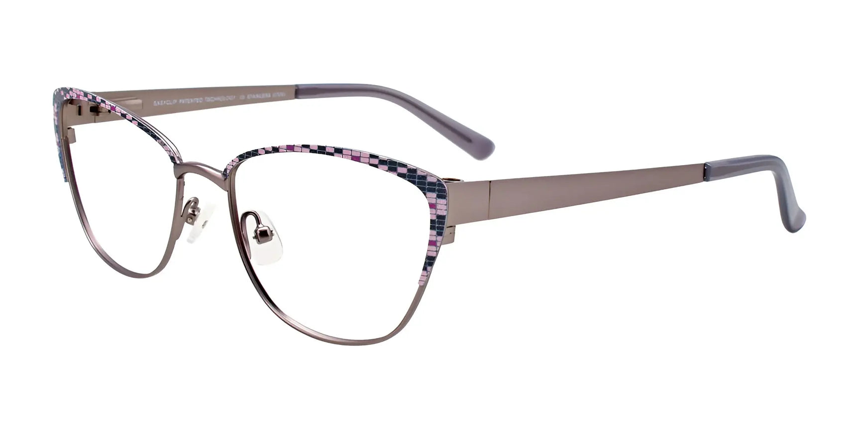EasyClip EC482 Eyeglasses with Clip-on Sunglasses Satin Grey & Light Pink & Pink EasyClip EC482 Eyeglasses with Clip-on Sunglasses Satin Grey & Light Pink & Pink