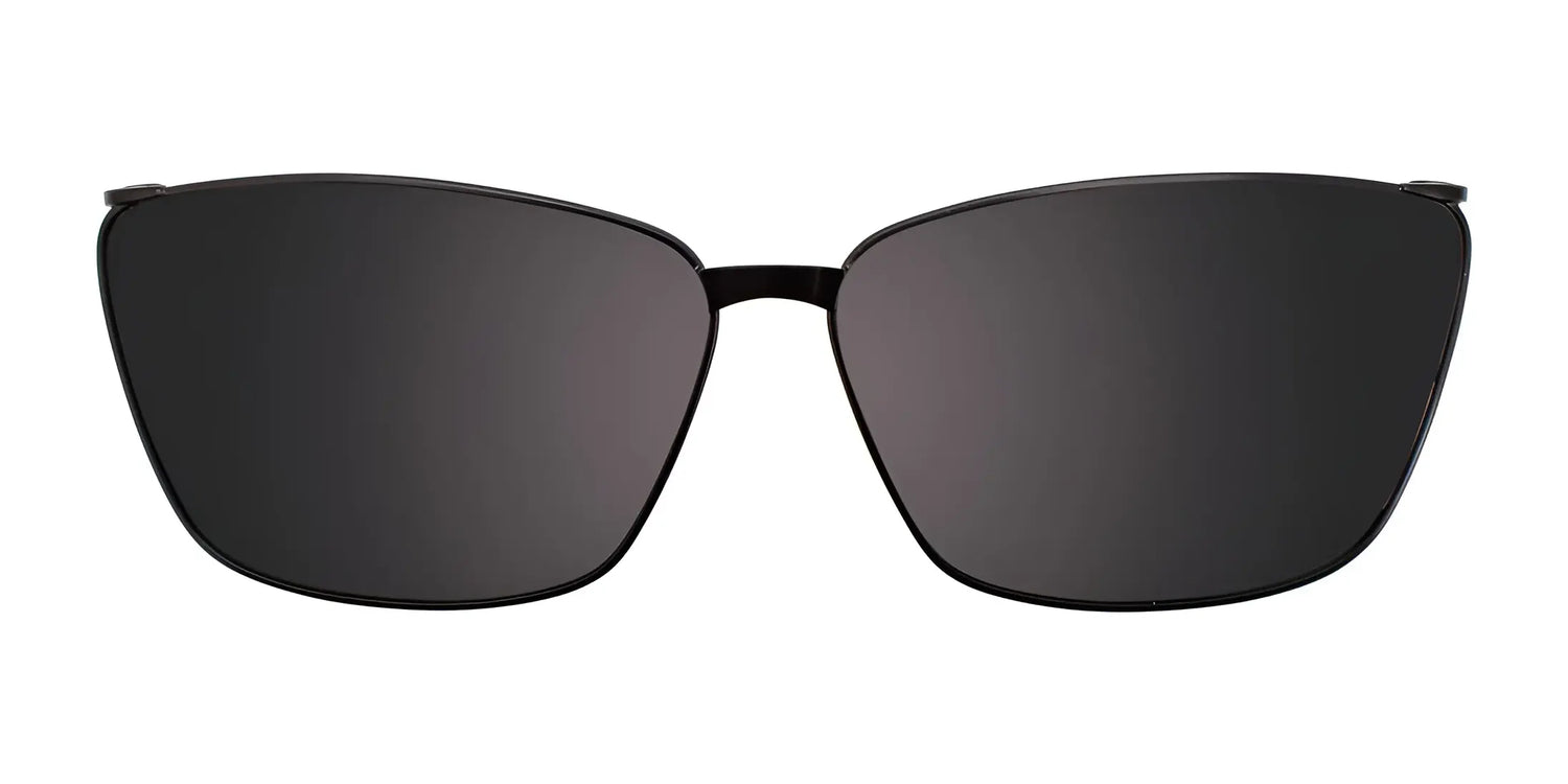 EasyClip EC483 eyeglasses with rectangular clip-on dark sunglasses by EasyClip, size 53, displayed on a white background. EasyClip EC483 eyeglasses with rectangular clip-on dark sunglasses by EasyClip, size 53, displayed on a white background.