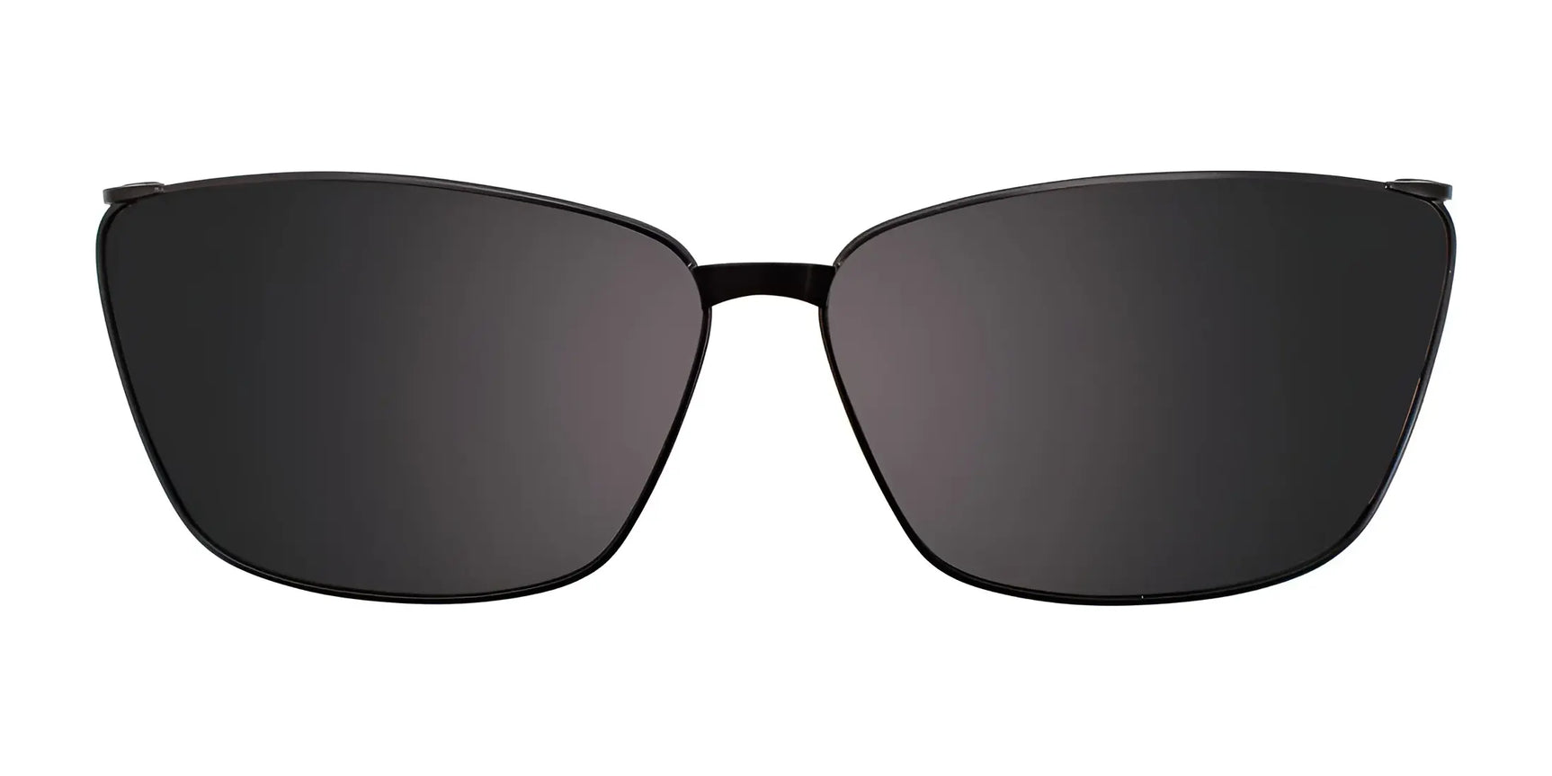 EasyClip EC483 eyeglasses with rectangular clip-on dark sunglasses by EasyClip, size 53, displayed on a white background. EasyClip EC483 eyeglasses with rectangular clip-on dark sunglasses by EasyClip, size 53, displayed on a white background.