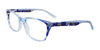 EasyClip EC483 Eyeglasses with Clip-on Sunglasses | Size 53 / Blue Crystal & Blue Marbled
