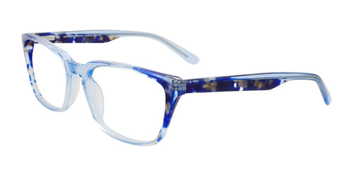 EasyClip EC483 Eyeglasses with Clip-on Sunglasses / Size 53 / Blue Crystal & Blue Marbled