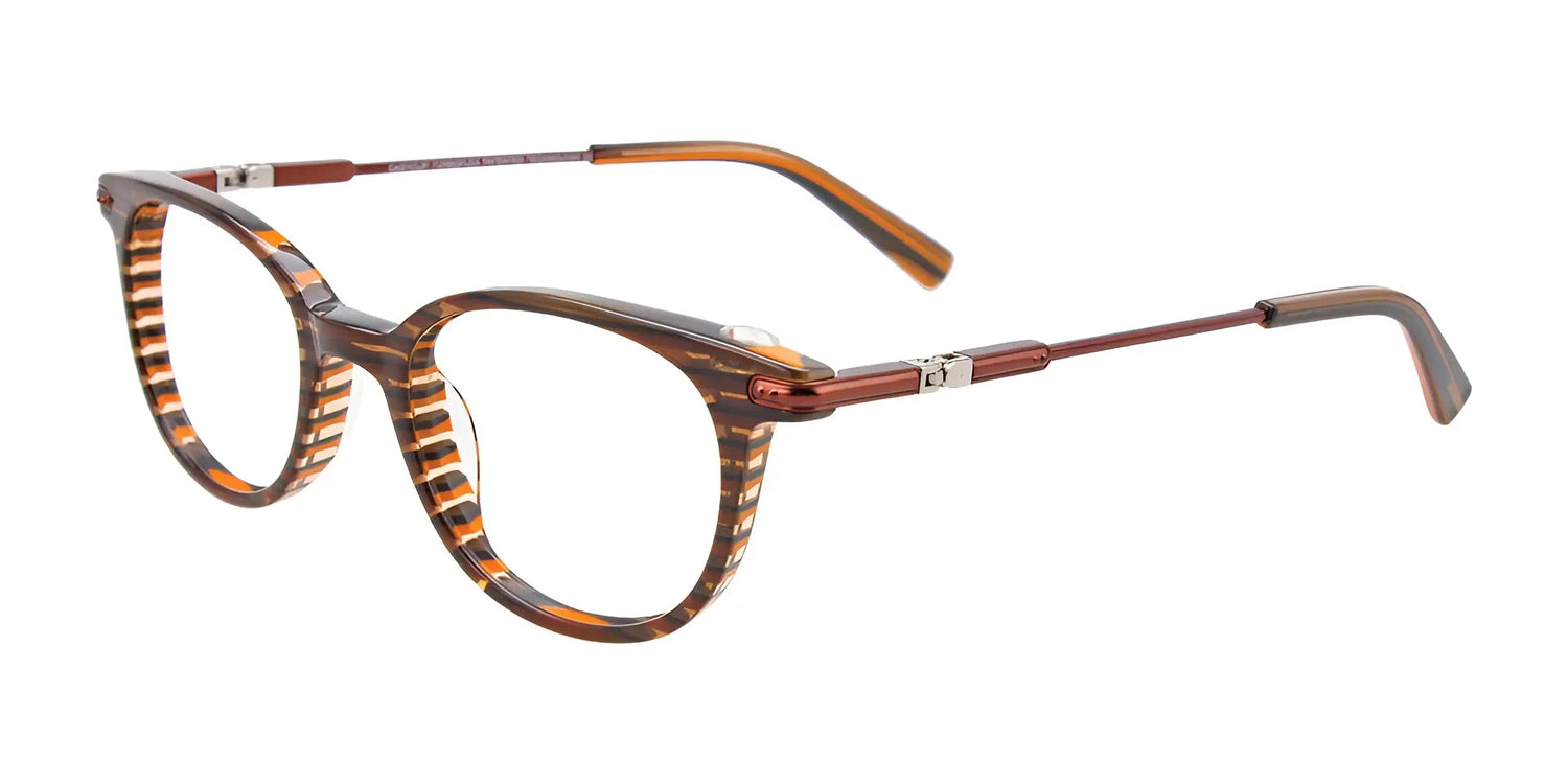 EasyClip EC486 Eyeglasses with Clip-on Sunglasses Brown & Orange & Grey Lines EasyClip EC486 Eyeglasses with Clip-on Sunglasses Brown & Orange & Grey Lines