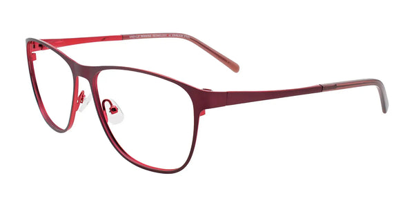 EasyClip EC487 Eyeglasses with Clip-on Sunglasses | Size 55 / Matt Red & Shiny Red