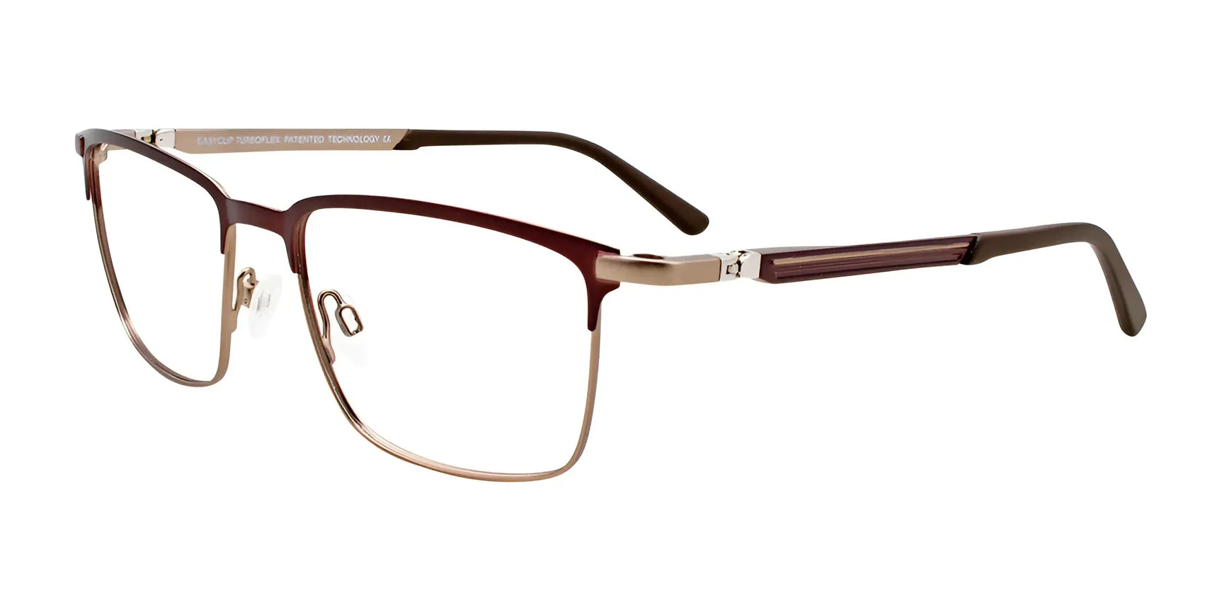 EasyClip EC496 Eyeglasses with Clip-on Sunglasses Matt Dark Brown & Gold EasyClip EC496 Eyeglasses with Clip-on Sunglasses Matt Dark Brown & Gold