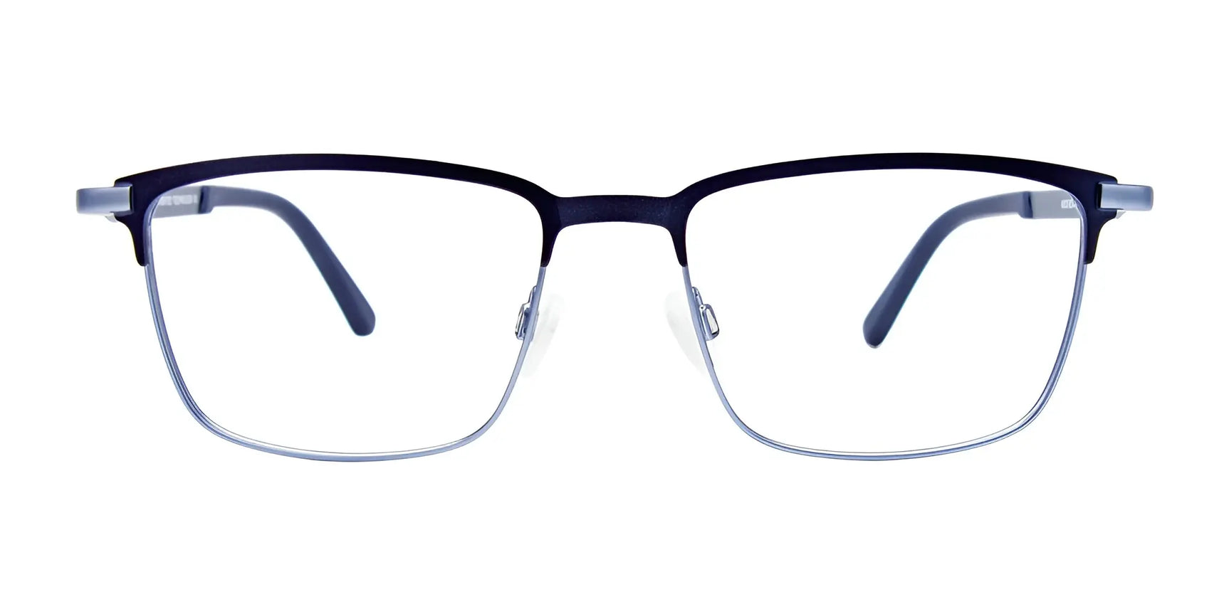 The EasyClip EC496 Eyeglasses by EasyClip feature thin, dark rectangular metal frames with clear lenses and include a polarized clip-on sunglasses accessory for versatile style and function. Size 55. Shown on a white background. The EasyClip EC496 Eyeglasses by EasyClip feature thin, dark rectangular metal frames with clear lenses and include a polarized clip-on sunglasses accessory for versatile style and function. Size 55. Shown on a white background.