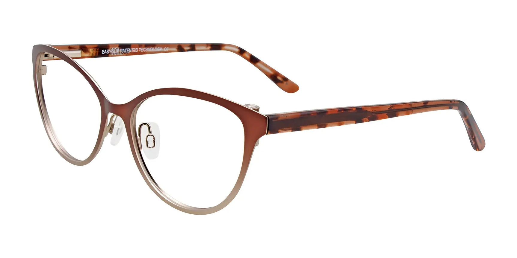 EasyClip EC498 Eyeglasses with Clip-on Sunglasses Brown & Gold EasyClip EC498 Eyeglasses with Clip-on Sunglasses Brown & Gold