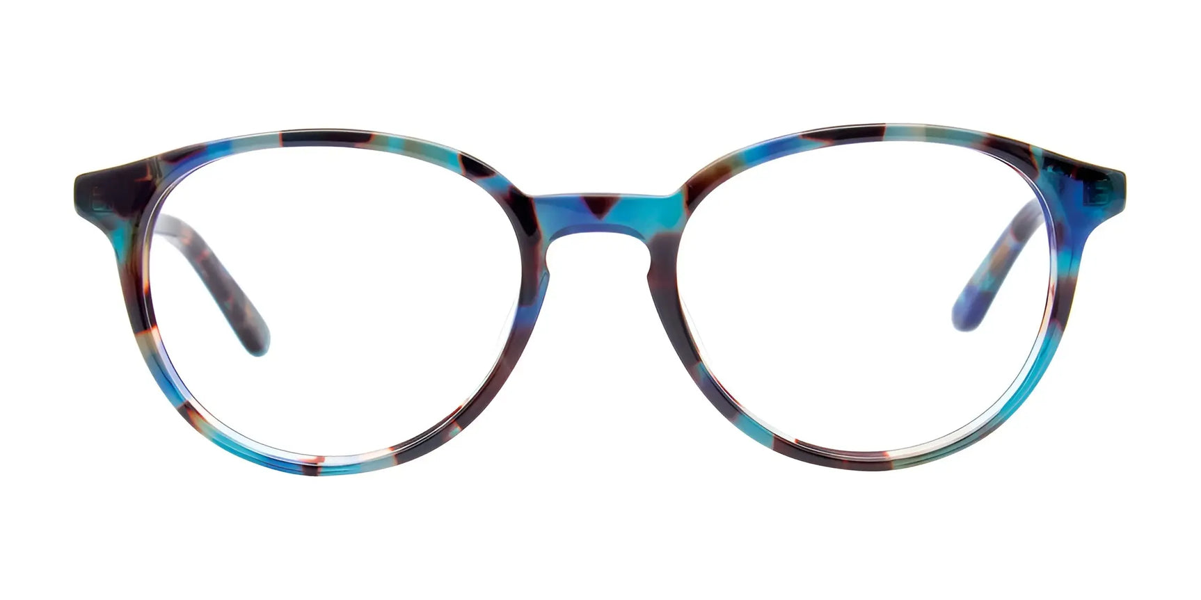 EasyClip EC499 Eyeglasses with Clip-on Sunglasses | Size 49 by EasyClip feature round blue and brown tortoiseshell frames, shown on a white background. They are prescription-ready and come with a polarized clip-on for versatile wear. EasyClip EC499 Eyeglasses with Clip-on Sunglasses | Size 49 by EasyClip feature round blue and brown tortoiseshell frames, shown on a white background. They are prescription-ready and come with a polarized clip-on for versatile wear.