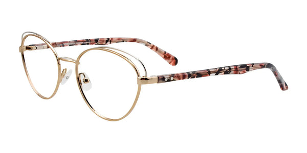 EasyClip EC501 Eyeglasses with Clip-on Sunglasses | Size 51 / Satin Gold & Silver