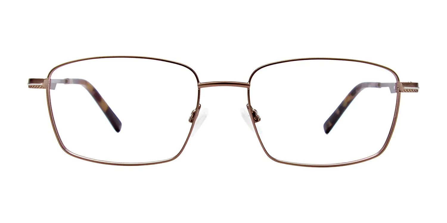 EasyClip EC510 Eyeglasses with Clip-on Sunglasses (Size 56) by EasyClip feature thin rectangular metal frames and tortoiseshell-patterned temple tips, designed for easy addition of polarized clip-on sunglasses. Shown on a white background. EasyClip EC510 Eyeglasses with Clip-on Sunglasses (Size 56) by EasyClip feature thin rectangular metal frames and tortoiseshell-patterned temple tips, designed for easy addition of polarized clip-on sunglasses. Shown on a white background.