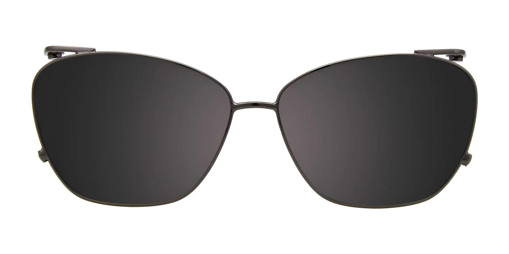 The EasyClip EC511 Eyeglasses with Clip-on Sunglasses by EasyClip, size 53, feature black rectangular frames with a thin metal design and convenient clip-on sunglasses, shown from the front on a white background. The EasyClip EC511 Eyeglasses with Clip-on Sunglasses by EasyClip, size 53, feature black rectangular frames with a thin metal design and convenient clip-on sunglasses, shown from the front on a white background.