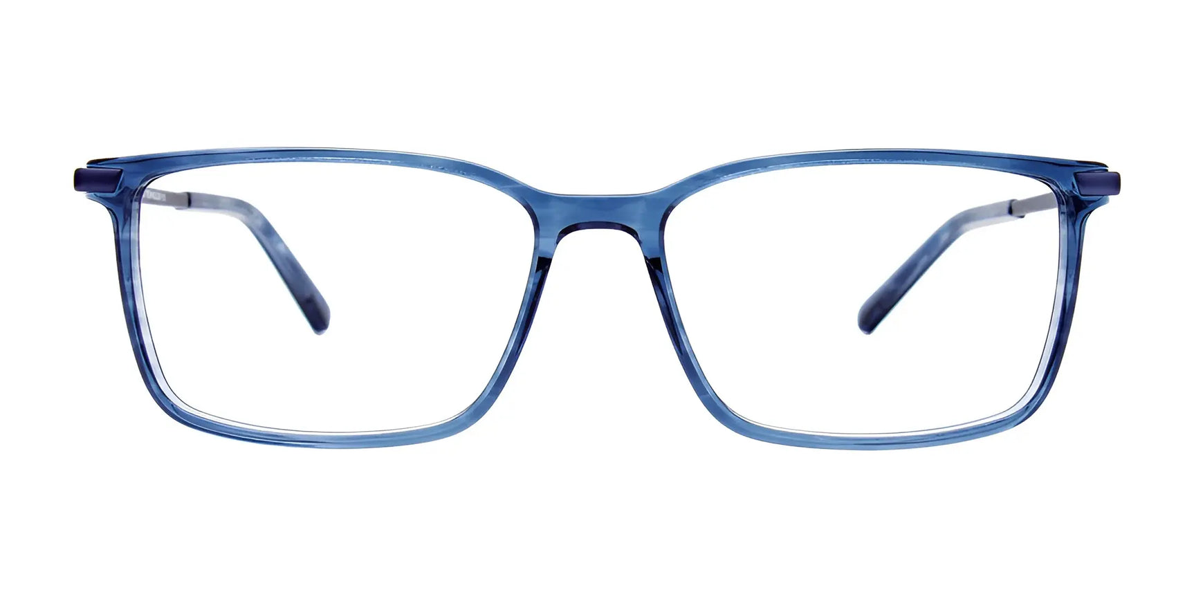 EasyClip EC512 Eyeglasses by EasyClip, size 53, shown in blue rectangular style with clear lenses on a white background. Includes convenient clip-on sunglasses for versatile wear. EasyClip EC512 Eyeglasses by EasyClip, size 53, shown in blue rectangular style with clear lenses on a white background. Includes convenient clip-on sunglasses for versatile wear.