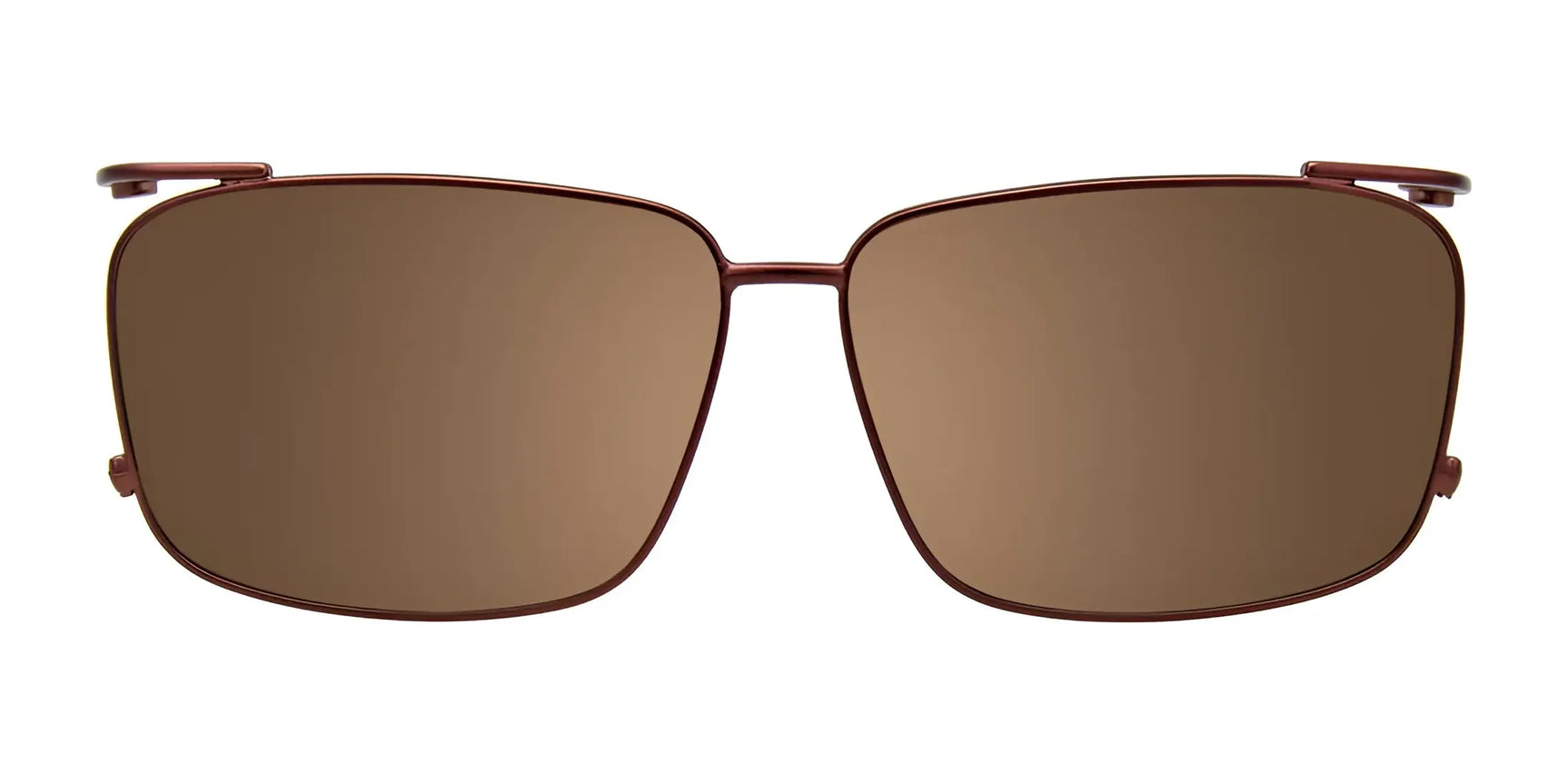 The EasyClip EC516 Eyeglasses with Clip-on Sunglasses (Size 50) by EasyClip feature brown rectangular frames and thin metal construction, shown front-facing on a white background. These prescription-ready glasses offer stylish versatility and convenience. The EasyClip EC516 Eyeglasses with Clip-on Sunglasses (Size 50) by EasyClip feature brown rectangular frames and thin metal construction, shown front-facing on a white background. These prescription-ready glasses offer stylish versatility and convenience.