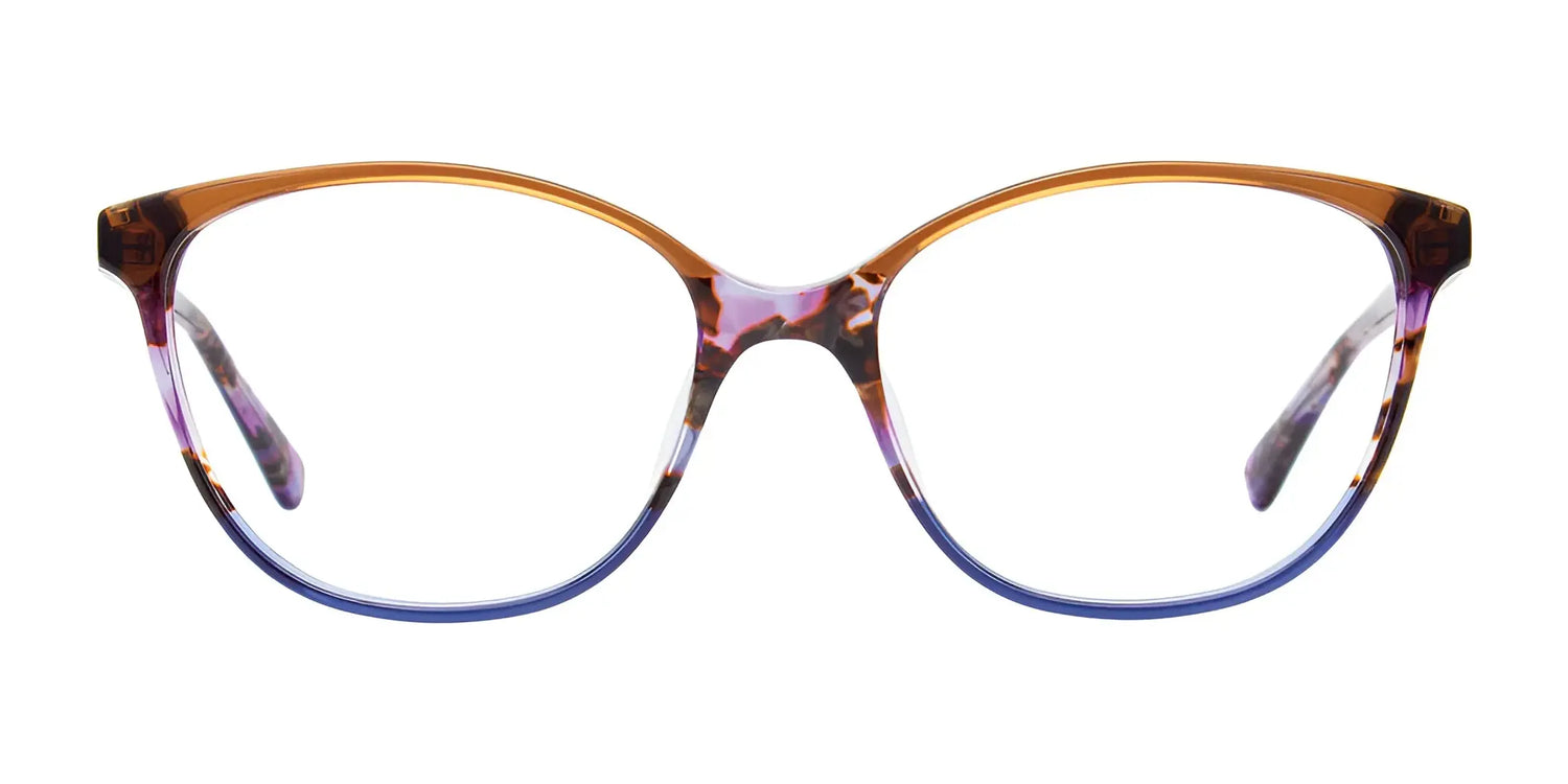 EasyClip EC518 Eyeglasses (Size 54) by EasyClip feature an ombré frame fading from brown to blue and include clip-on sunglasses, shown on a white background. EasyClip EC518 Eyeglasses (Size 54) by EasyClip feature an ombré frame fading from brown to blue and include clip-on sunglasses, shown on a white background.