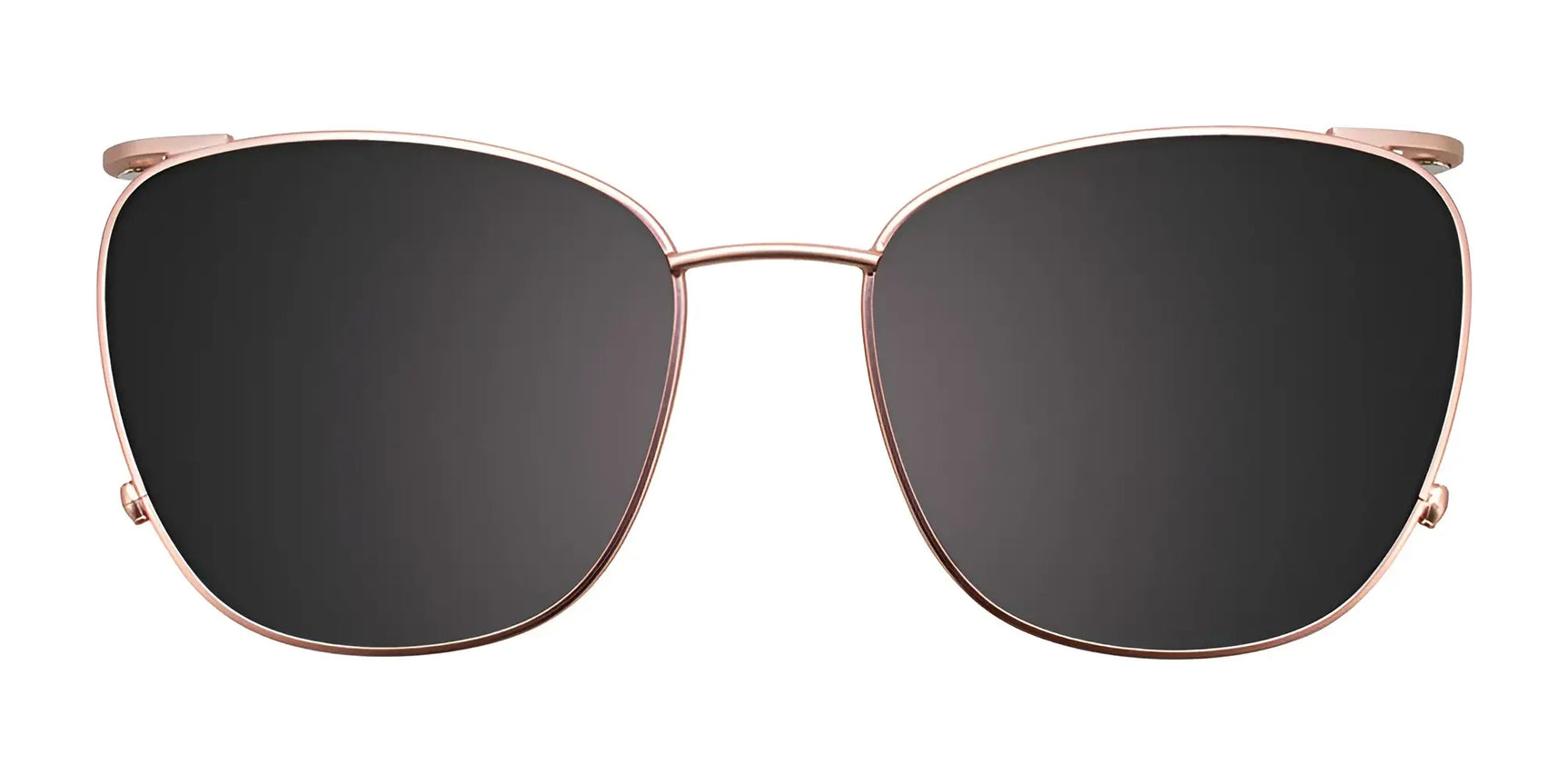 EasyClip EC519 Eyeglasses by EasyClip feature gold frames with square black lenses and a convenient polarized clip-on sunglasses attachment, combining style and practicality on a white background. EasyClip EC519 Eyeglasses by EasyClip feature gold frames with square black lenses and a convenient polarized clip-on sunglasses attachment, combining style and practicality on a white background.