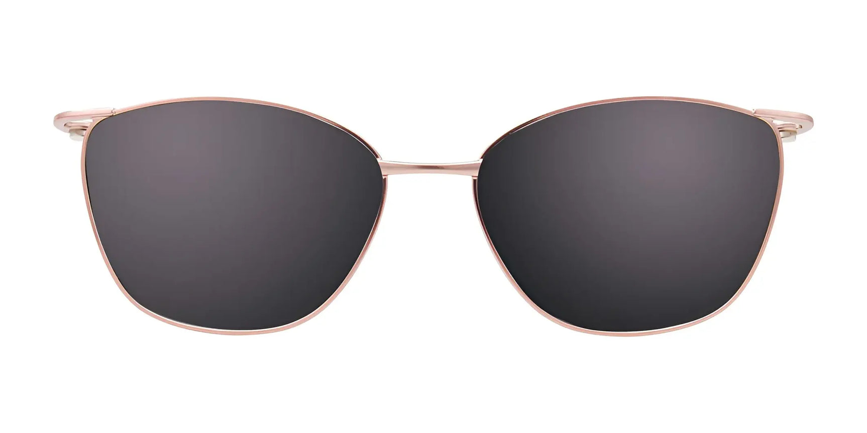 EasyClip EC521 Eyeglasses with Clip-on Sunglasses, size 52, feature thin rose gold metal frames and black lenses. Fashionable and practical by EasyClip, shown on a white background. EasyClip EC521 Eyeglasses with Clip-on Sunglasses, size 52, feature thin rose gold metal frames and black lenses. Fashionable and practical by EasyClip, shown on a white background.