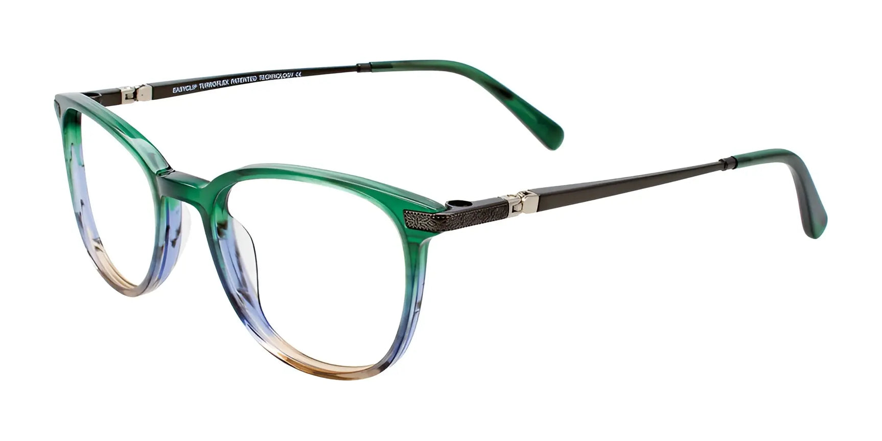 EasyClip EC525 Eyeglasses with Clip-on Sunglasses Green & Blue & Beige Marbled EasyClip EC525 Eyeglasses with Clip-on Sunglasses Green & Blue & Beige Marbled
