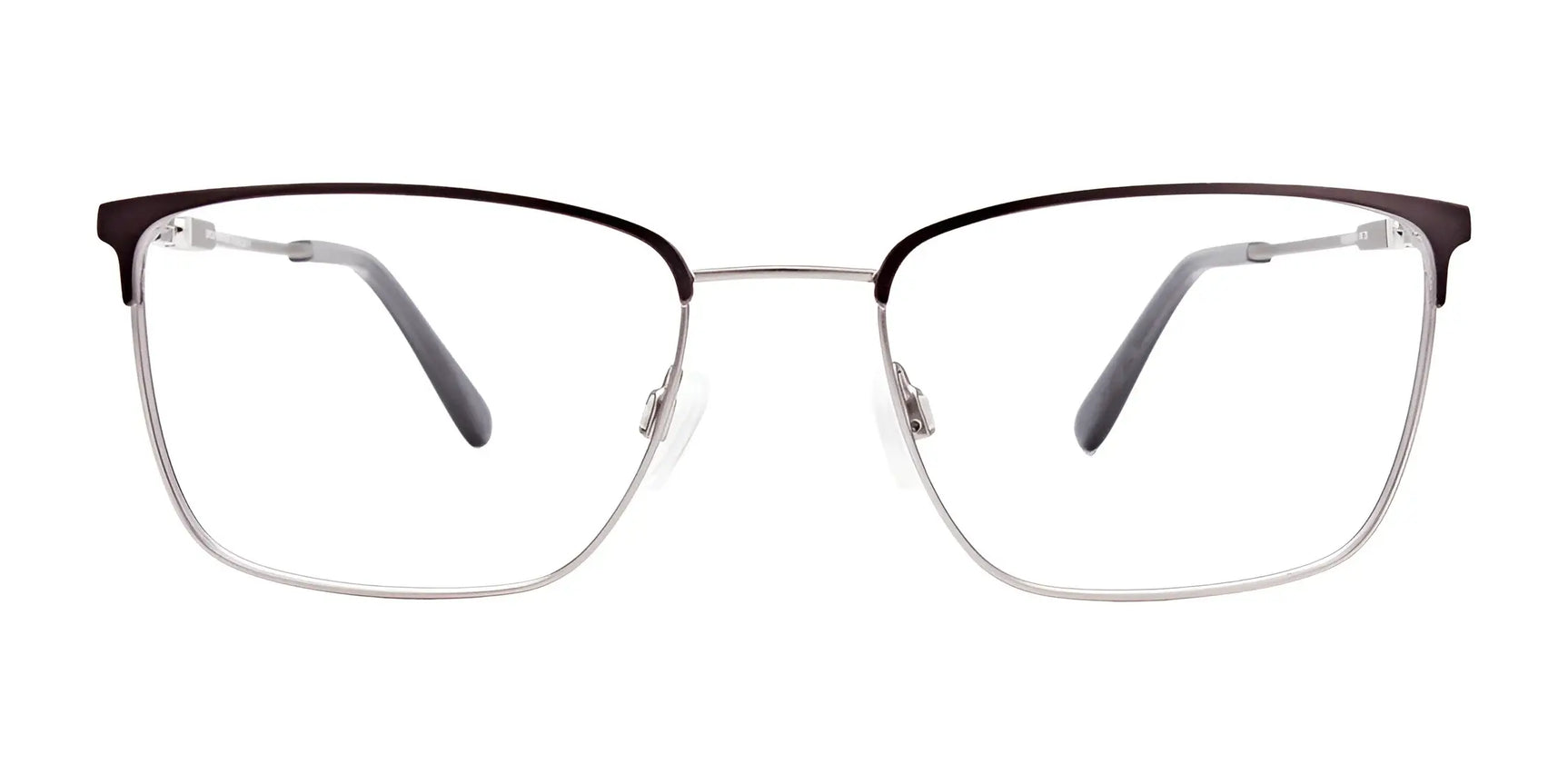 EasyClip EC529 Eyeglasses with Clip-on Sunglasses, size 54, feature thin rectangular metal frames with black accents on the upper rims. These EasyClip frames are prescription-ready for your convenience. EasyClip EC529 Eyeglasses with Clip-on Sunglasses, size 54, feature thin rectangular metal frames with black accents on the upper rims. These EasyClip frames are prescription-ready for your convenience.