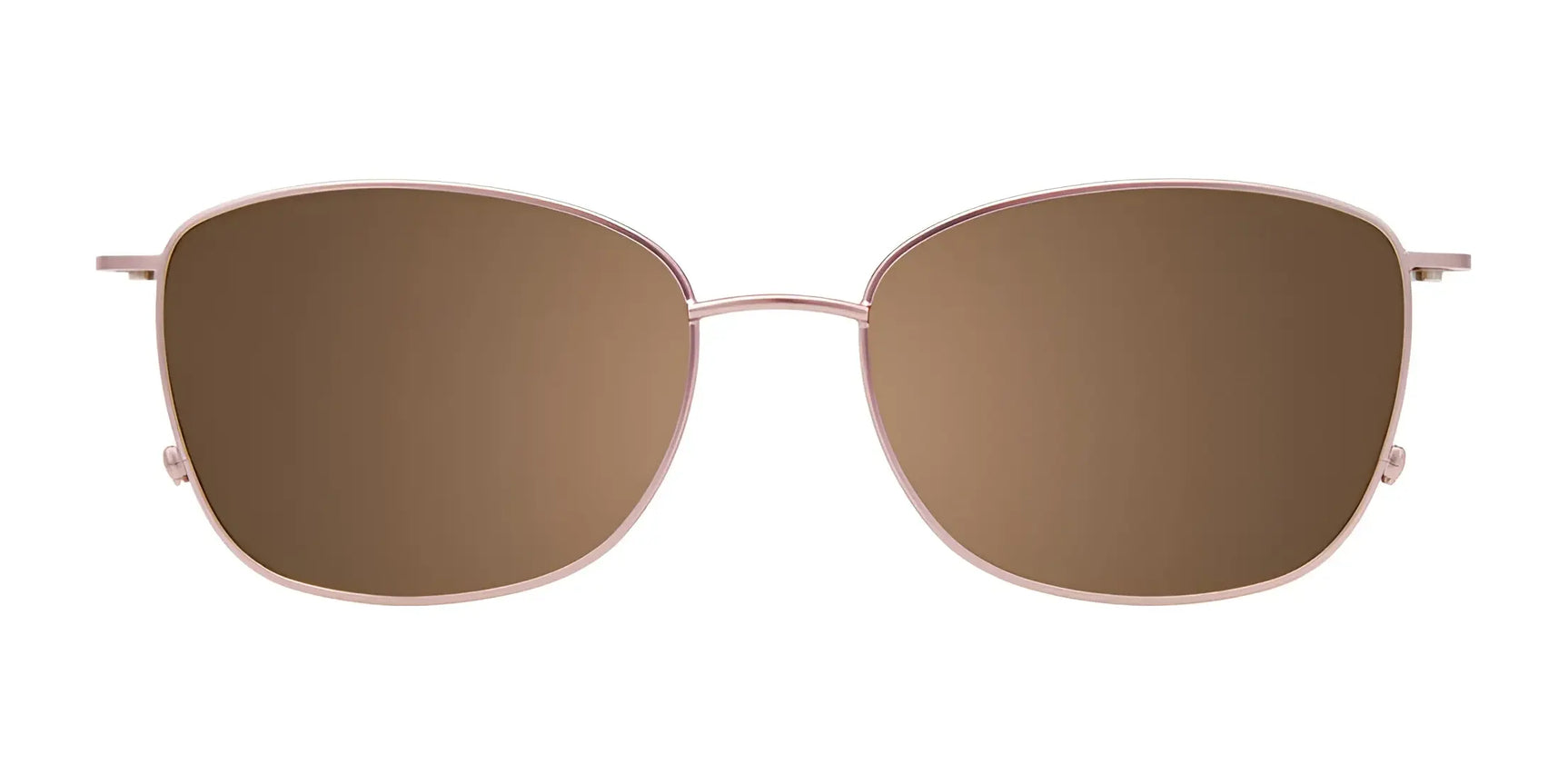 EasyClip EC535 eyeglasses with clip-on brown polarized sunglasses, thin light metal frames, size 54 by EasyClip, shown on a white background. EasyClip EC535 eyeglasses with clip-on brown polarized sunglasses, thin light metal frames, size 54 by EasyClip, shown on a white background.