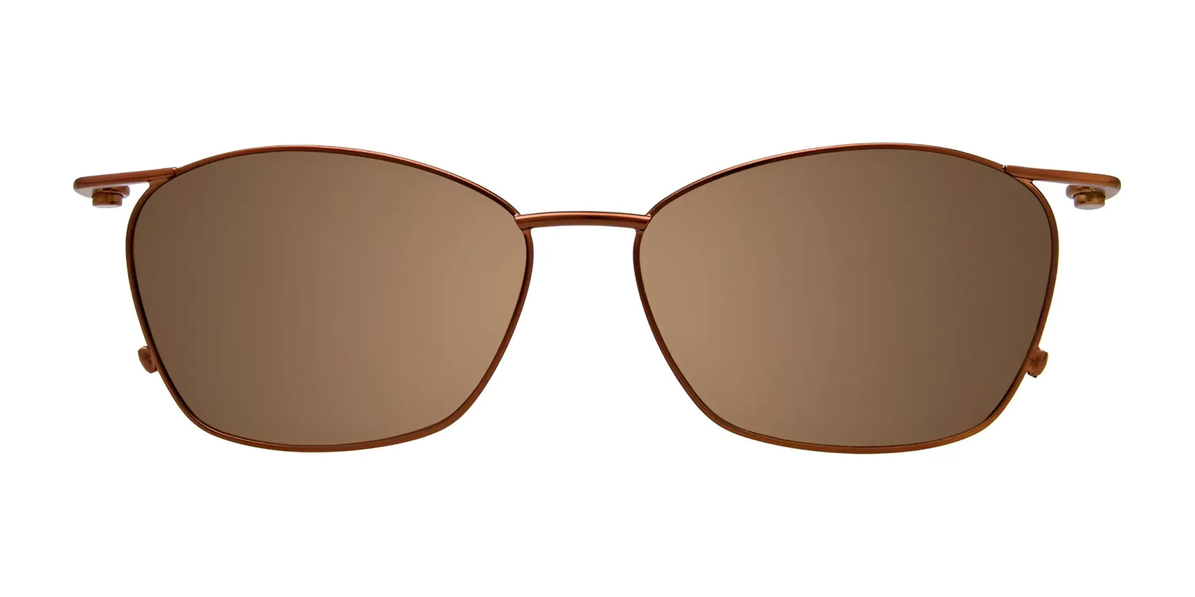 EasyClip EC541 eyeglasses with rectangular, brown-rimmed clip-on sunglasses by EasyClip, size 53, shown from the front on a white background. EasyClip EC541 eyeglasses with rectangular, brown-rimmed clip-on sunglasses by EasyClip, size 53, shown from the front on a white background.
