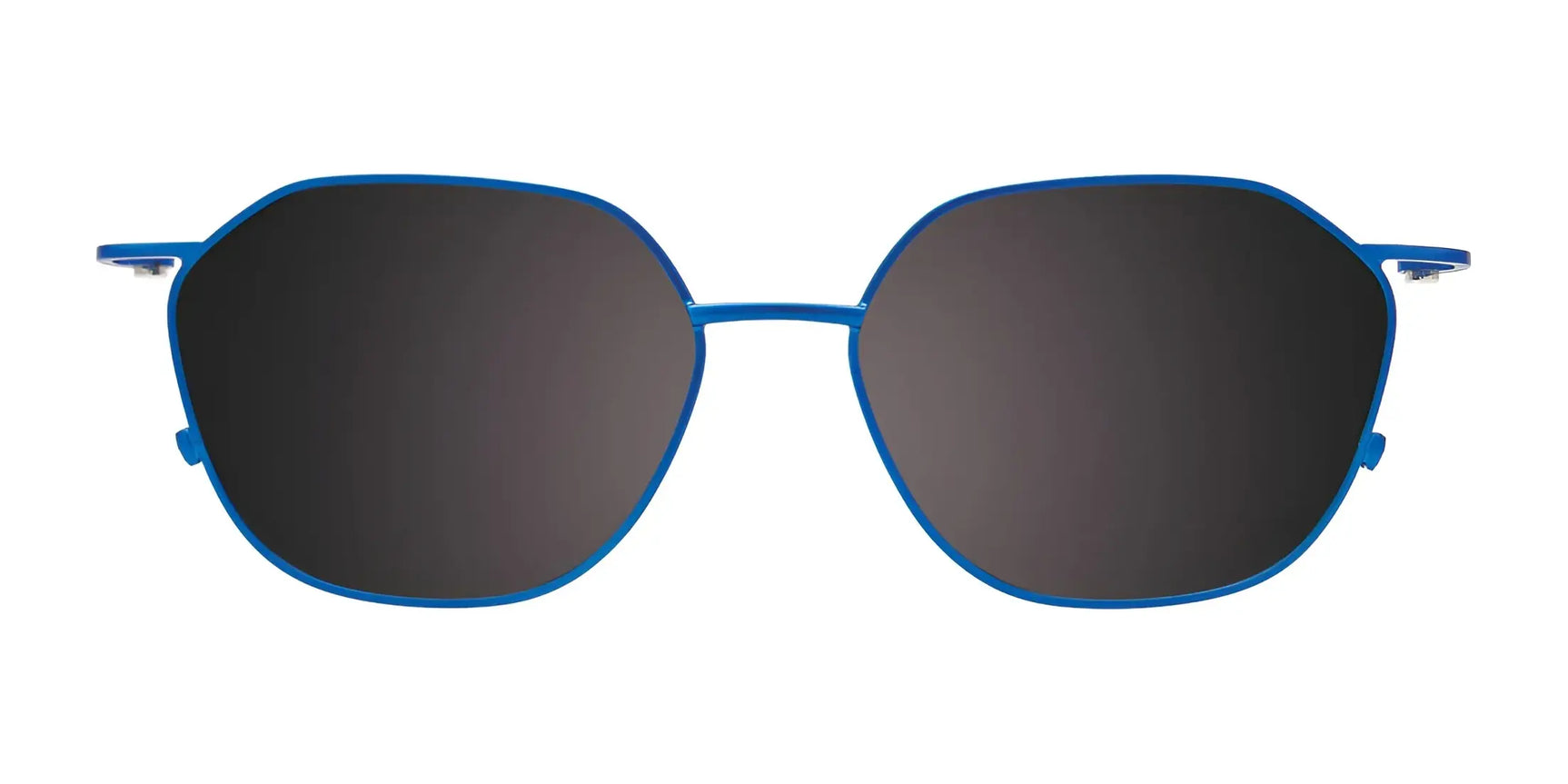 EasyClip EC550 Eyeglasses with blue-framed Cat Eye clip-on sunglasses and black lenses, featuring UV protection, shown against a white background. Brand: EasyClip. Size: 52. EasyClip EC550 Eyeglasses with blue-framed Cat Eye clip-on sunglasses and black lenses, featuring UV protection, shown against a white background. Brand: EasyClip. Size: 52.