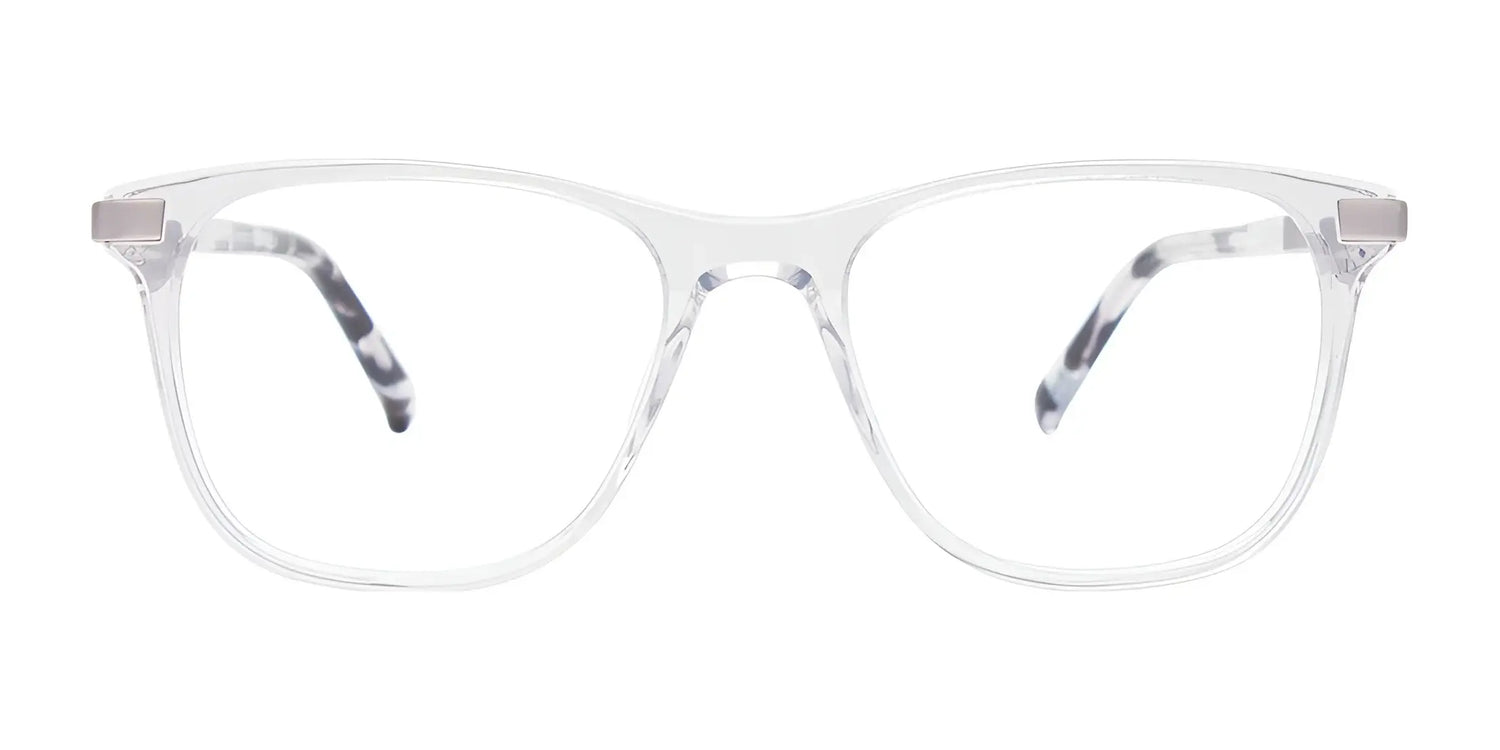 EasyClip EC555 Eyeglasses | Size 48 by EasyClip—luxury clear plastic frames with rectangular lenses, shown front-facing on a white background and prescription ready. EasyClip EC555 Eyeglasses | Size 48 by EasyClip—luxury clear plastic frames with rectangular lenses, shown front-facing on a white background and prescription ready.