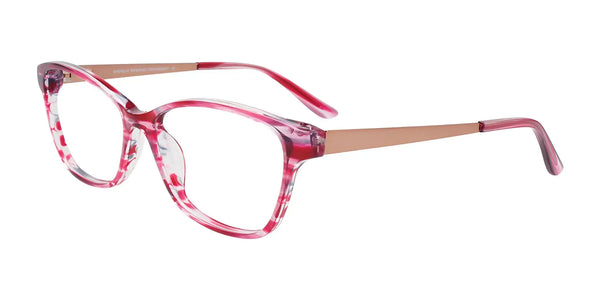 EasyClip EC562 Eyeglasses with Clip-on Sunglasses | Size 56 / Pink & Red Marb/Matt Light Pnk