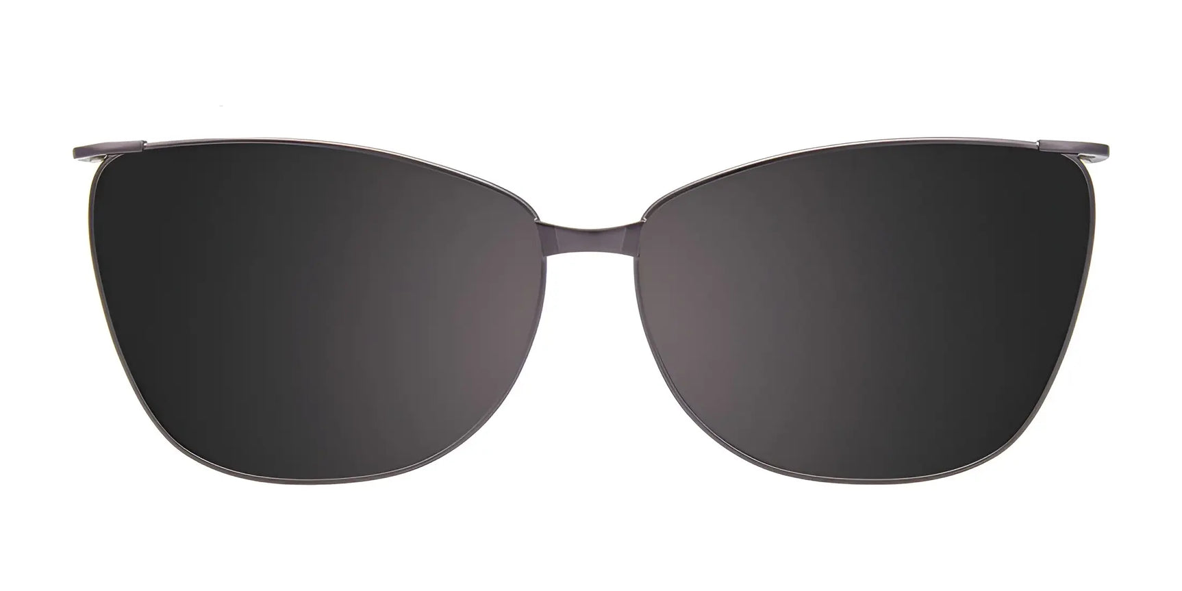 EasyClip EC563 Eyeglasses with Clip-on Sunglasses (Size 56) by EasyClip feature black cat-eye thin metal frames. Shown on a white background, these glasses offer stylish design and easy sun protection with the included clip-on sunglasses. EasyClip EC563 Eyeglasses with Clip-on Sunglasses (Size 56) by EasyClip feature black cat-eye thin metal frames. Shown on a white background, these glasses offer stylish design and easy sun protection with the included clip-on sunglasses.