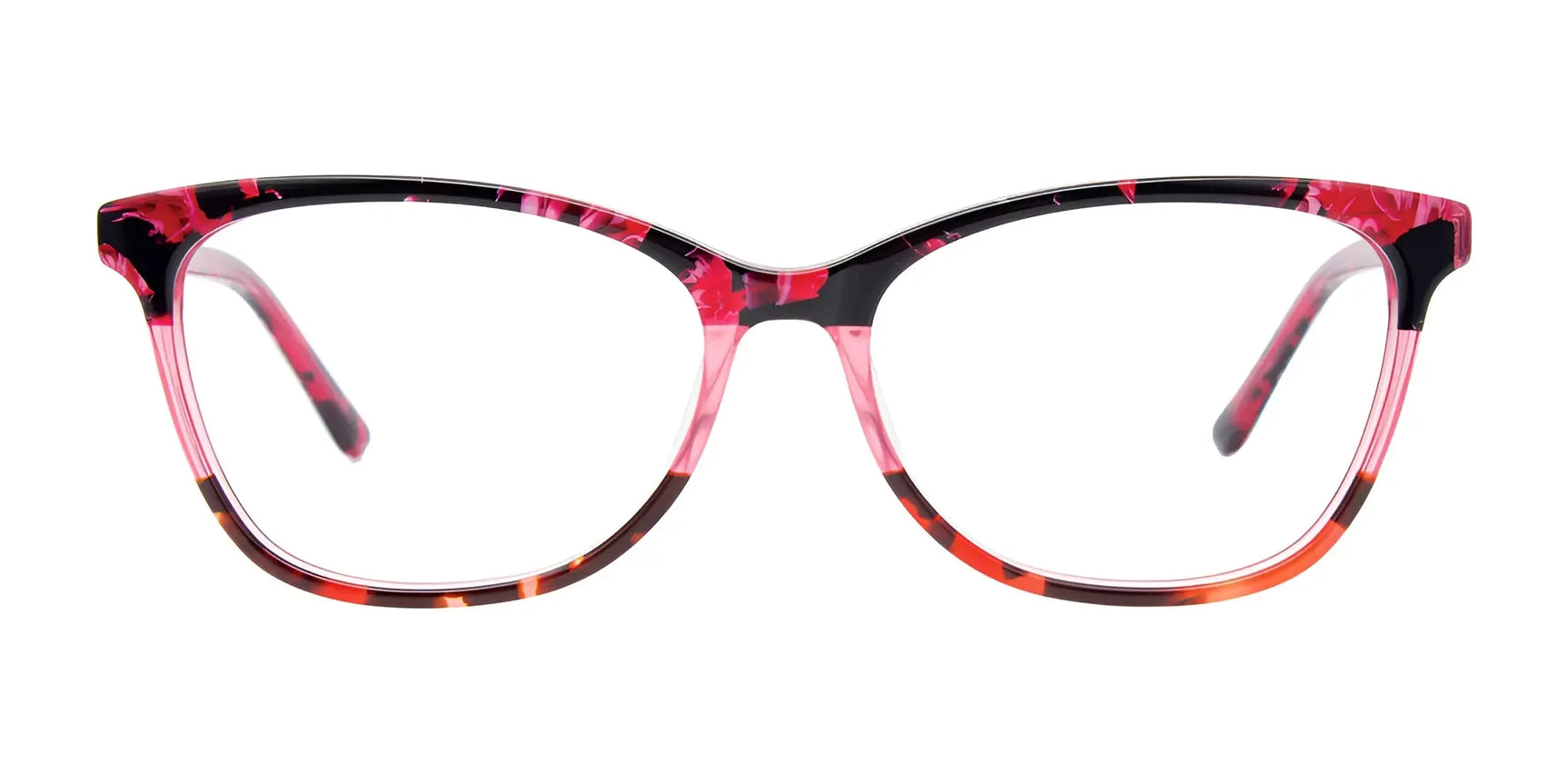 The EasyClip EC563 Eyeglasses by EasyClip, shown in pink and black tortoiseshell, come with convenient clip-on sunglasses for versatile style. The EasyClip EC563 Eyeglasses by EasyClip, shown in pink and black tortoiseshell, come with convenient clip-on sunglasses for versatile style.