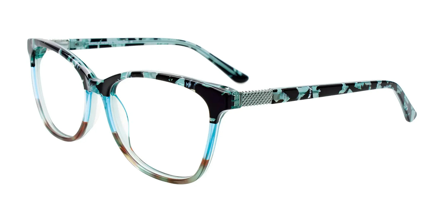 EasyClip EC563 Eyeglasses with Clip-on Sunglasses Crys Tl & Blk Marb  & Demi Brn EasyClip EC563 Eyeglasses with Clip-on Sunglasses Crys Tl & Blk Marb  & Demi Brn