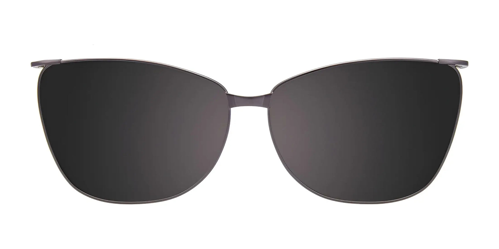 EasyClip EC563 Eyeglasses with Clip-on Sunglasses, size 56, by EasyClip, feature thin black cat-eye metal frames and are shown from the front on a white background. EasyClip EC563 Eyeglasses with Clip-on Sunglasses, size 56, by EasyClip, feature thin black cat-eye metal frames and are shown from the front on a white background.