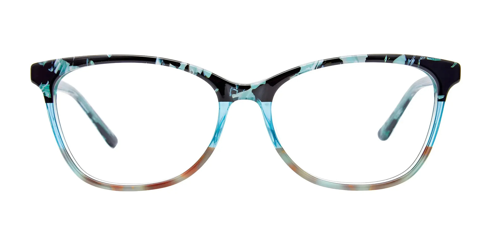 EasyClip EC563 Eyeglasses with Clip-on Sunglasses feature a stylish cat-eye design in blue, black, and brown tones. These EasyClip frames come with convenient clip-on sunglasses, as shown on a white background. Size 56. EasyClip EC563 Eyeglasses with Clip-on Sunglasses feature a stylish cat-eye design in blue, black, and brown tones. These EasyClip frames come with convenient clip-on sunglasses, as shown on a white background. Size 56.