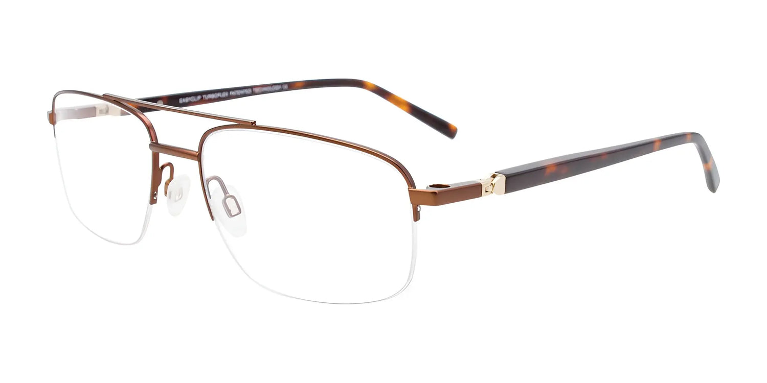 EasyClip EC565 Eyeglasses with Clip-on Sunglasses Brown Brushed Metal & Black EasyClip EC565 Eyeglasses with Clip-on Sunglasses Brown Brushed Metal & Black