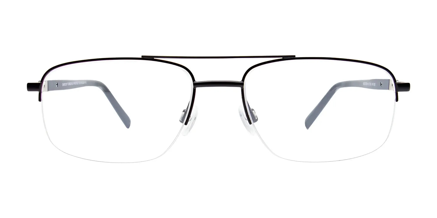 EasyClip EC565 Eyeglasses by EasyClip feature black metal square frames with a double bridge and clear lenses, shown from the front. Includes clip-on sunglasses for versatile luxury eyewear. Size 57. EasyClip EC565 Eyeglasses by EasyClip feature black metal square frames with a double bridge and clear lenses, shown from the front. Includes clip-on sunglasses for versatile luxury eyewear. Size 57.