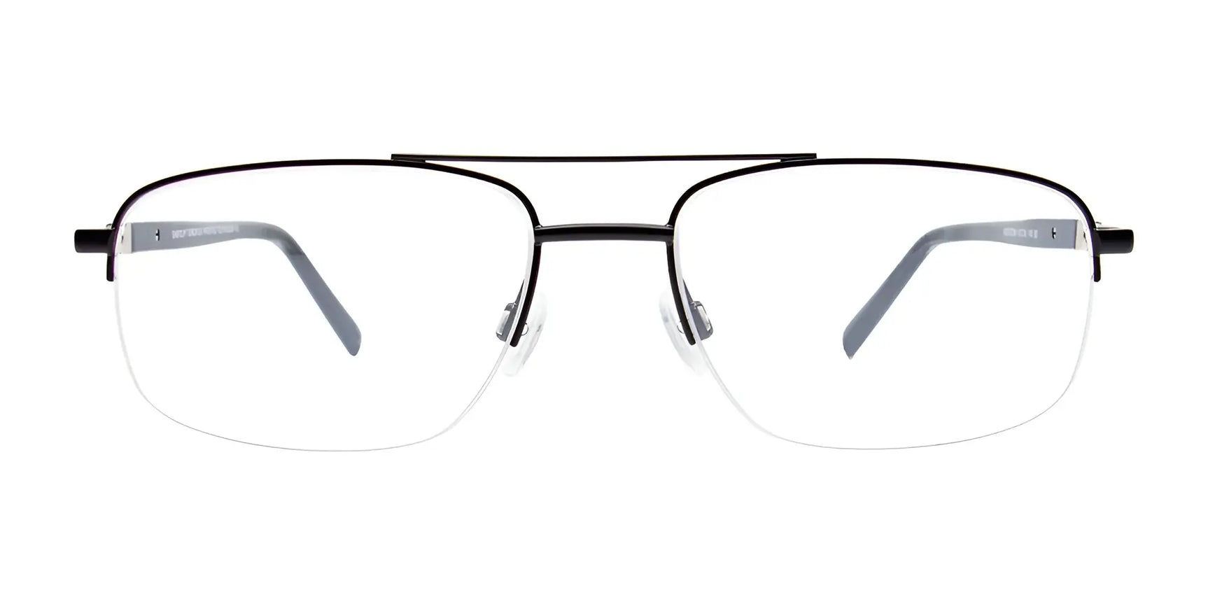 EasyClip EC565 Eyeglasses by EasyClip feature black metal square frames with a double bridge and clear lenses, shown from the front. Includes clip-on sunglasses for versatile luxury eyewear. Size 57. EasyClip EC565 Eyeglasses by EasyClip feature black metal square frames with a double bridge and clear lenses, shown from the front. Includes clip-on sunglasses for versatile luxury eyewear. Size 57.