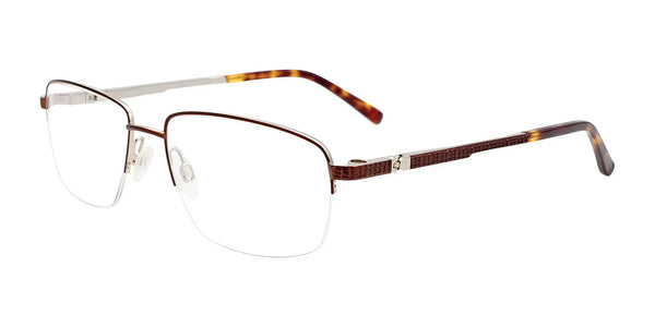 EasyClip EC567 Eyeglasses with Clip-on Sunglasses | Size 56 / Satin Brown & Matt Silver