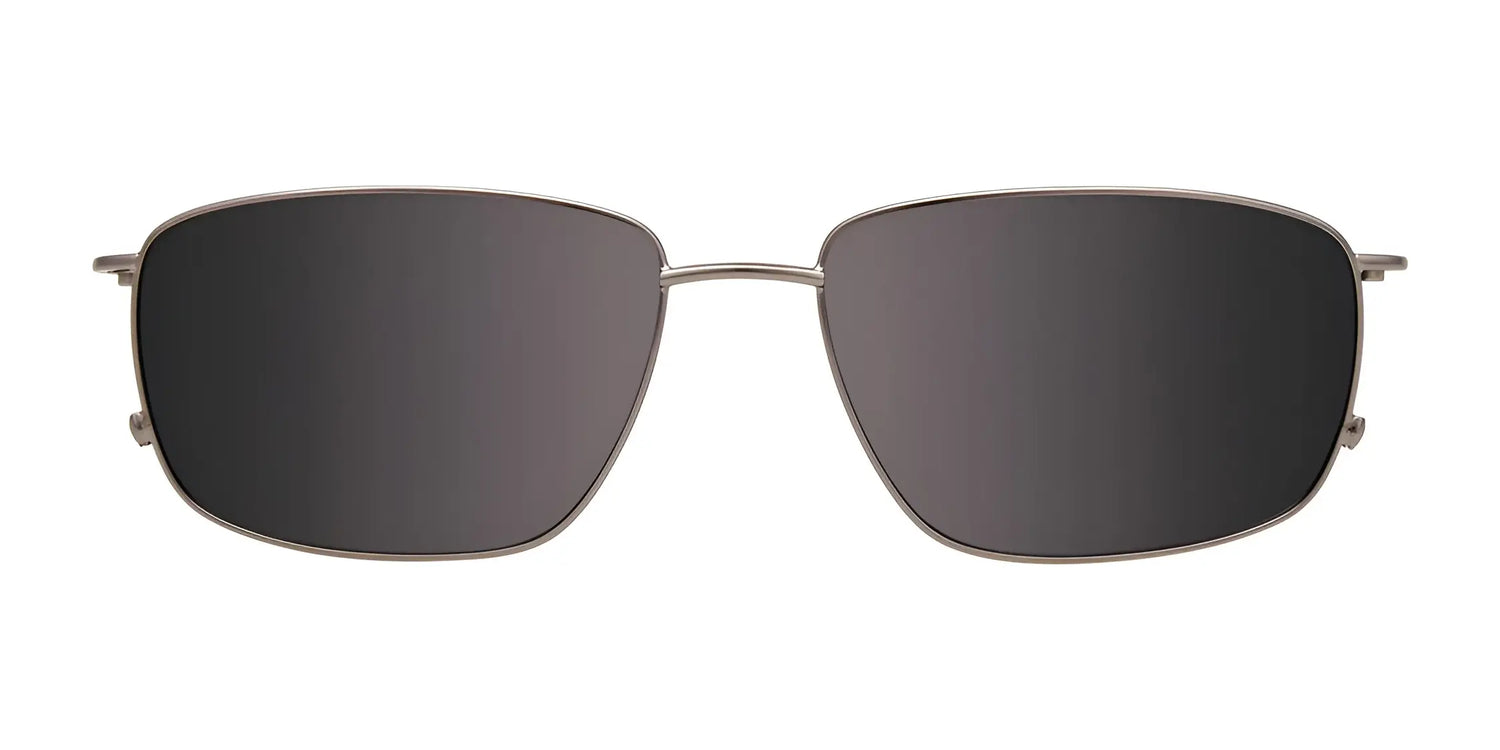 EasyClip EC567 Eyeglasses with Clip-on Sunglasses by EasyClip, size 56, feature thin metal frames and dark polarized lenses for UV protection, shown on a white background. EasyClip EC567 Eyeglasses with Clip-on Sunglasses by EasyClip, size 56, feature thin metal frames and dark polarized lenses for UV protection, shown on a white background.