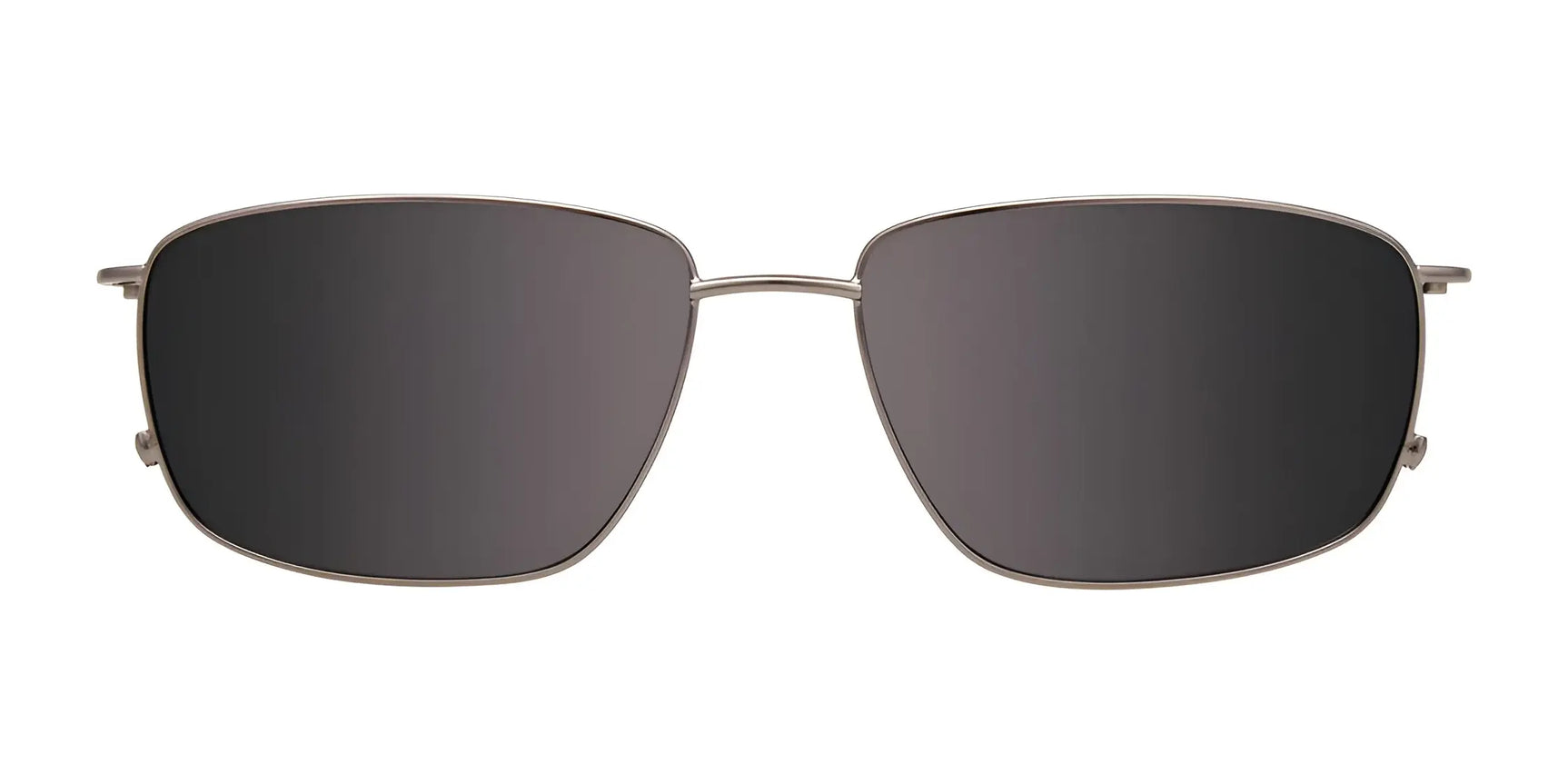 EasyClip EC567 Eyeglasses with Clip-on Sunglasses by EasyClip, size 56, feature thin metal frames and dark polarized lenses for UV protection, shown on a white background. EasyClip EC567 Eyeglasses with Clip-on Sunglasses by EasyClip, size 56, feature thin metal frames and dark polarized lenses for UV protection, shown on a white background.