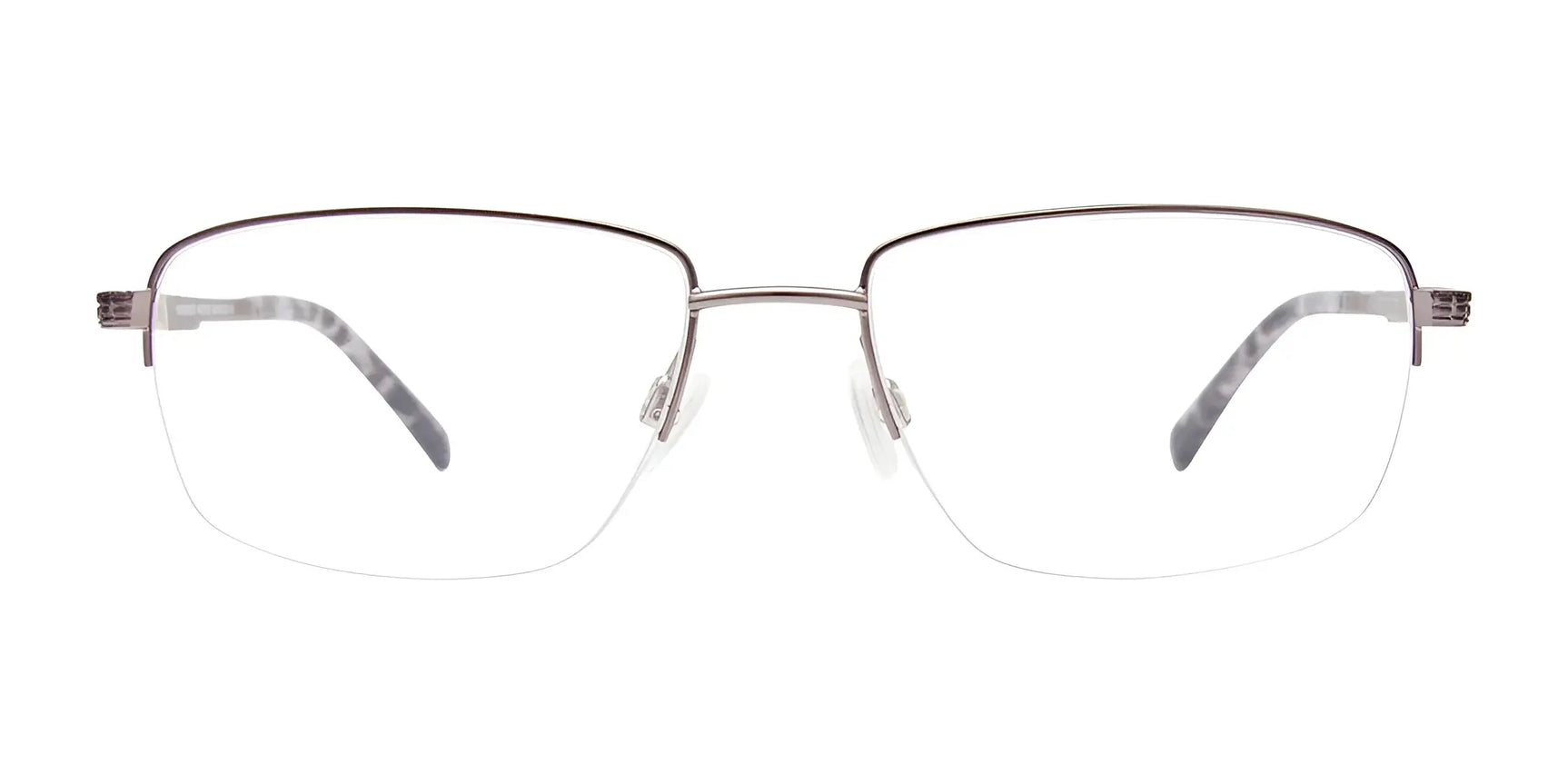 EasyClip EC567 rimless rectangular eyeglasses by EasyClip feature thin temples and a silver finish. Shown on a white background, they include clip-on sunglasses for added UV protection. Size 56. EasyClip EC567 rimless rectangular eyeglasses by EasyClip feature thin temples and a silver finish. Shown on a white background, they include clip-on sunglasses for added UV protection. Size 56.