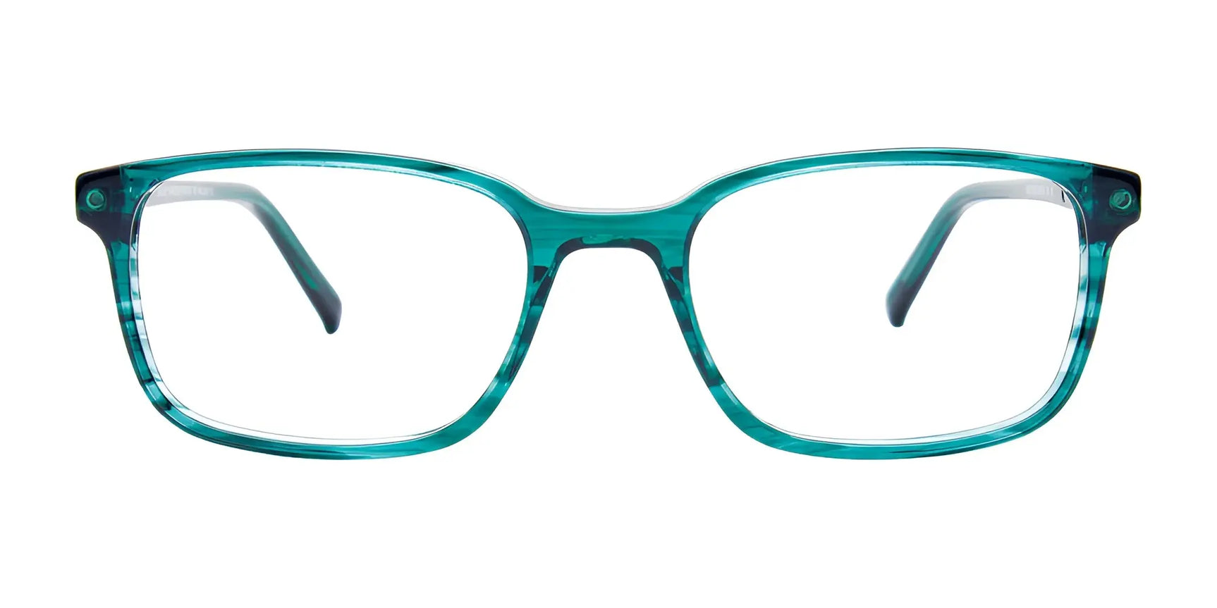 EasyClip EC569 Eyeglasses | Size 50 by EasyClip feature a teal rectangular transparent plastic frame with clear, prescription-ready lenses—stylish eyewear perfect for any look, shown on a white background. EasyClip EC569 Eyeglasses | Size 50 by EasyClip feature a teal rectangular transparent plastic frame with clear, prescription-ready lenses—stylish eyewear perfect for any look, shown on a white background.
