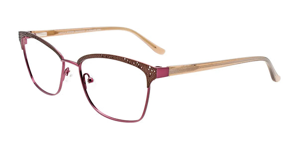 EasyClip EC570 Eyeglasses with Clip-on Sunglasses | Size 56 / Matt Brown & Shiny Plum