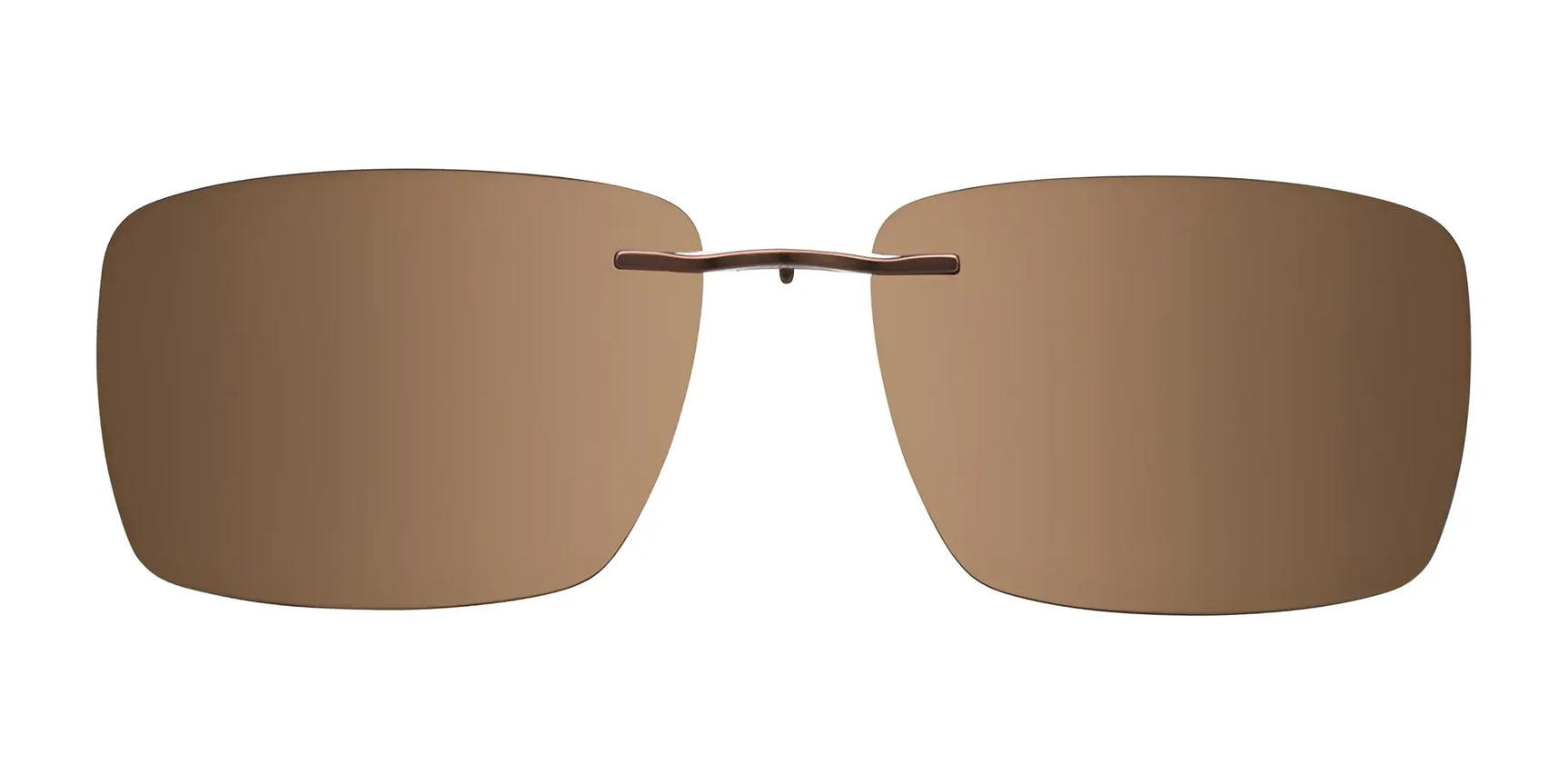 EasyClip EC571 Eyeglasses with Clip-on Sunglasses | Size 54 by EasyClip feature brown rectangular rimless frames with a thin bridge, shown on a white background. The stylish design doubles as polarized clip-on sunglasses for versatile wear. EasyClip EC571 Eyeglasses with Clip-on Sunglasses | Size 54 by EasyClip feature brown rectangular rimless frames with a thin bridge, shown on a white background. The stylish design doubles as polarized clip-on sunglasses for versatile wear.