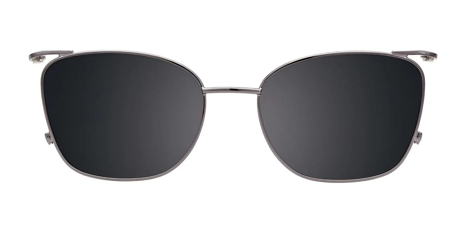 EasyClip EC577 Eyeglasses by EasyClip, size 48, shown from the front on a white background, feature a thin metal frame and a convenient clip-on sunglasses design. EasyClip EC577 Eyeglasses by EasyClip, size 48, shown from the front on a white background, feature a thin metal frame and a convenient clip-on sunglasses design.