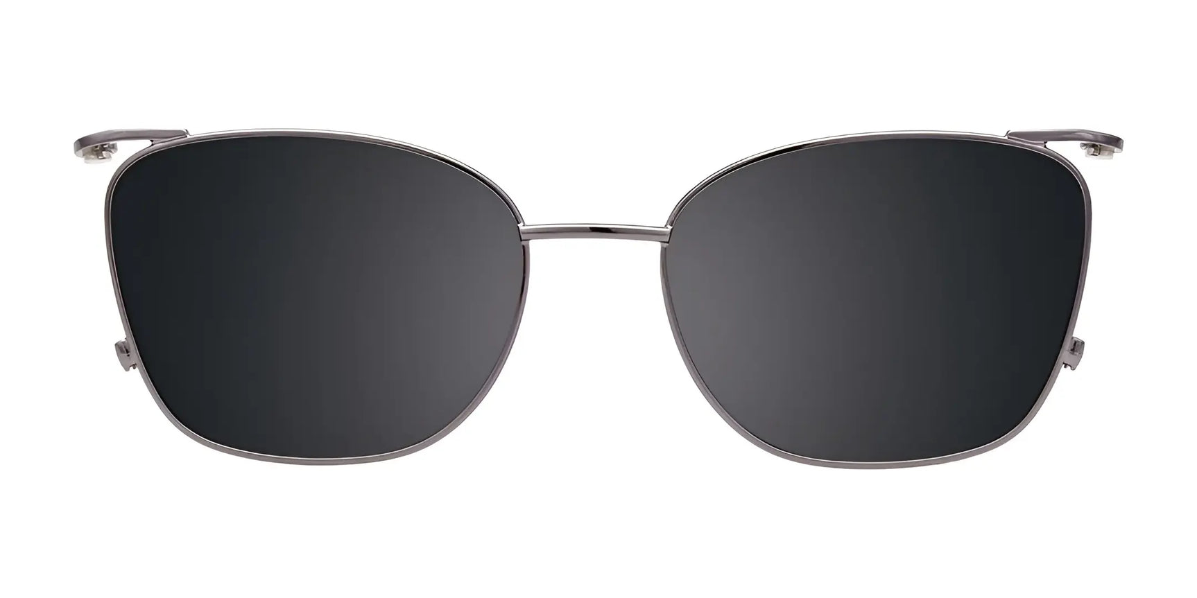 EasyClip EC577 Eyeglasses by EasyClip, size 48, shown from the front on a white background, feature a thin metal frame and a convenient clip-on sunglasses design. EasyClip EC577 Eyeglasses by EasyClip, size 48, shown from the front on a white background, feature a thin metal frame and a convenient clip-on sunglasses design.