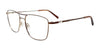 EasyClip EC579 Eyeglasses with Clip-on Sunglasses | Size 56 / Satin Steel Gold & Matt Brown