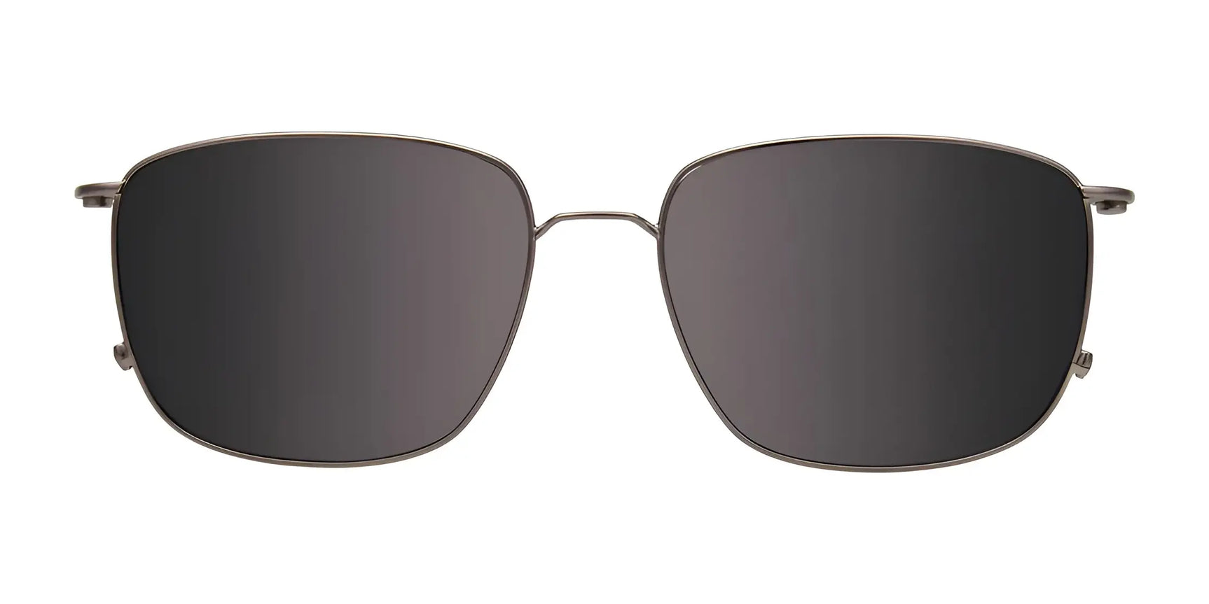 EasyClip EC579 eyeglasses with a metal frame and clip-on polarized dark lenses by EasyClip, size 56, shown on a white background. EasyClip EC579 eyeglasses with a metal frame and clip-on polarized dark lenses by EasyClip, size 56, shown on a white background.