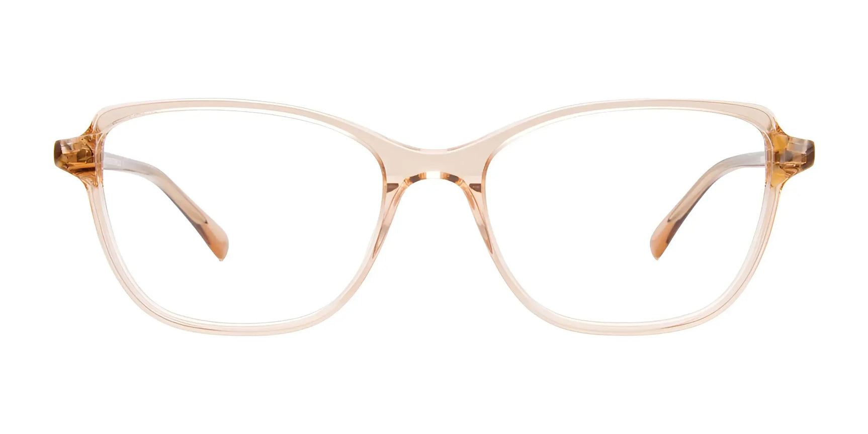 EasyClip EC585 Eyeglasses with Clip-on Sunglasses by EasyClip, size 54, feature clear, light beige rectangular thin plastic frames and are displayed against a white background. EasyClip EC585 Eyeglasses with Clip-on Sunglasses by EasyClip, size 54, feature clear, light beige rectangular thin plastic frames and are displayed against a white background.